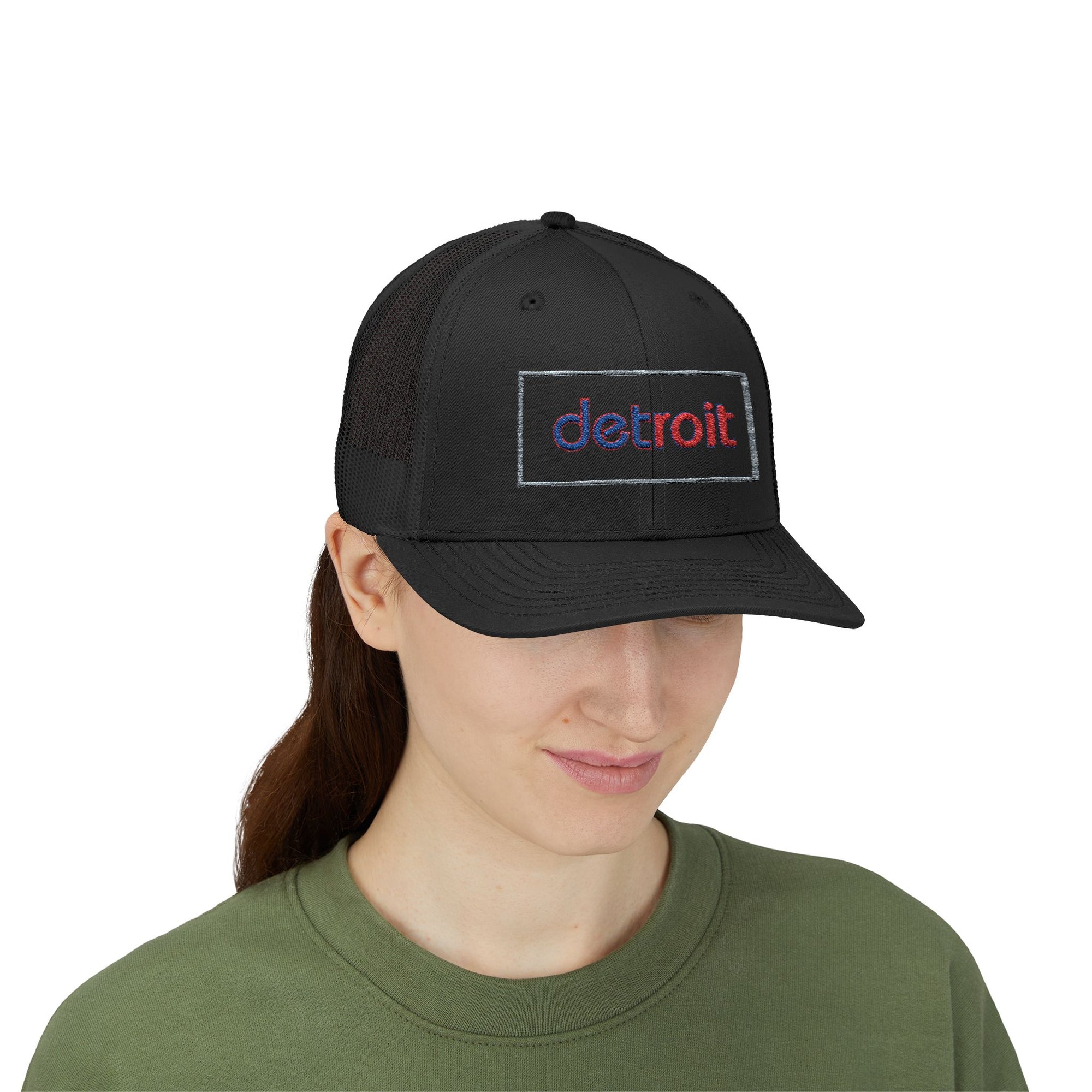 Copy of Detroit Hat Embroidered | Red Blue Detroit Cap | Lowercase Detroit Hat | Detroit Basketball Colors Hat | Minimalist Snapback | Trucker Hat