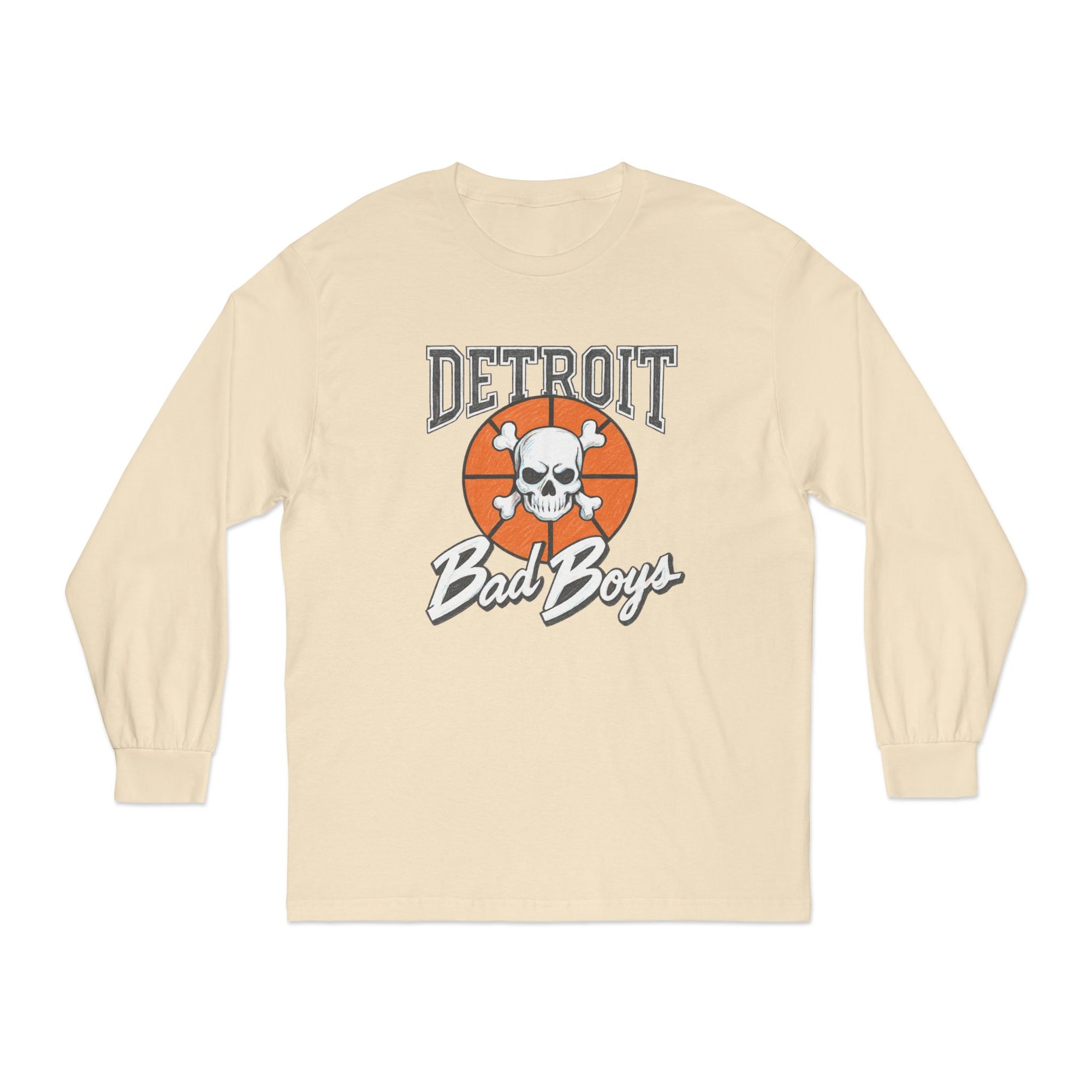 Detroit Bad Boys Skull Basketball Long Sleeve Shirt | Retro Hoop Graphic