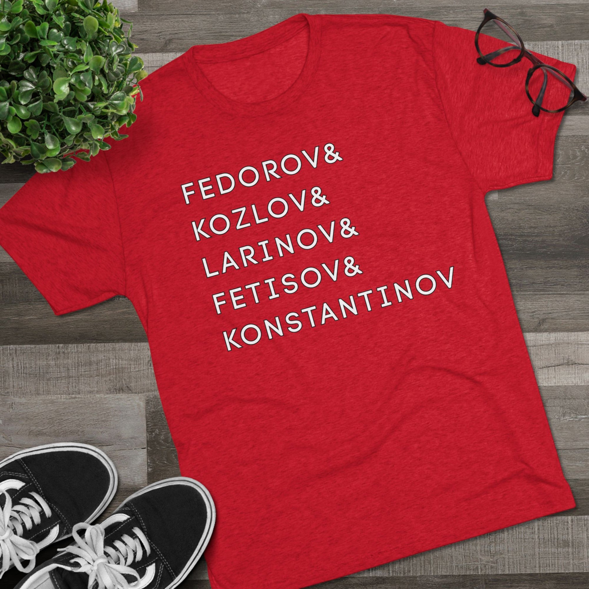 Russian Surnames Stack Tee | Fedorov Kozlov Larinov Fetisov Konstantinov T-Shirt | Triblend Comfy Soft Buttery Feel