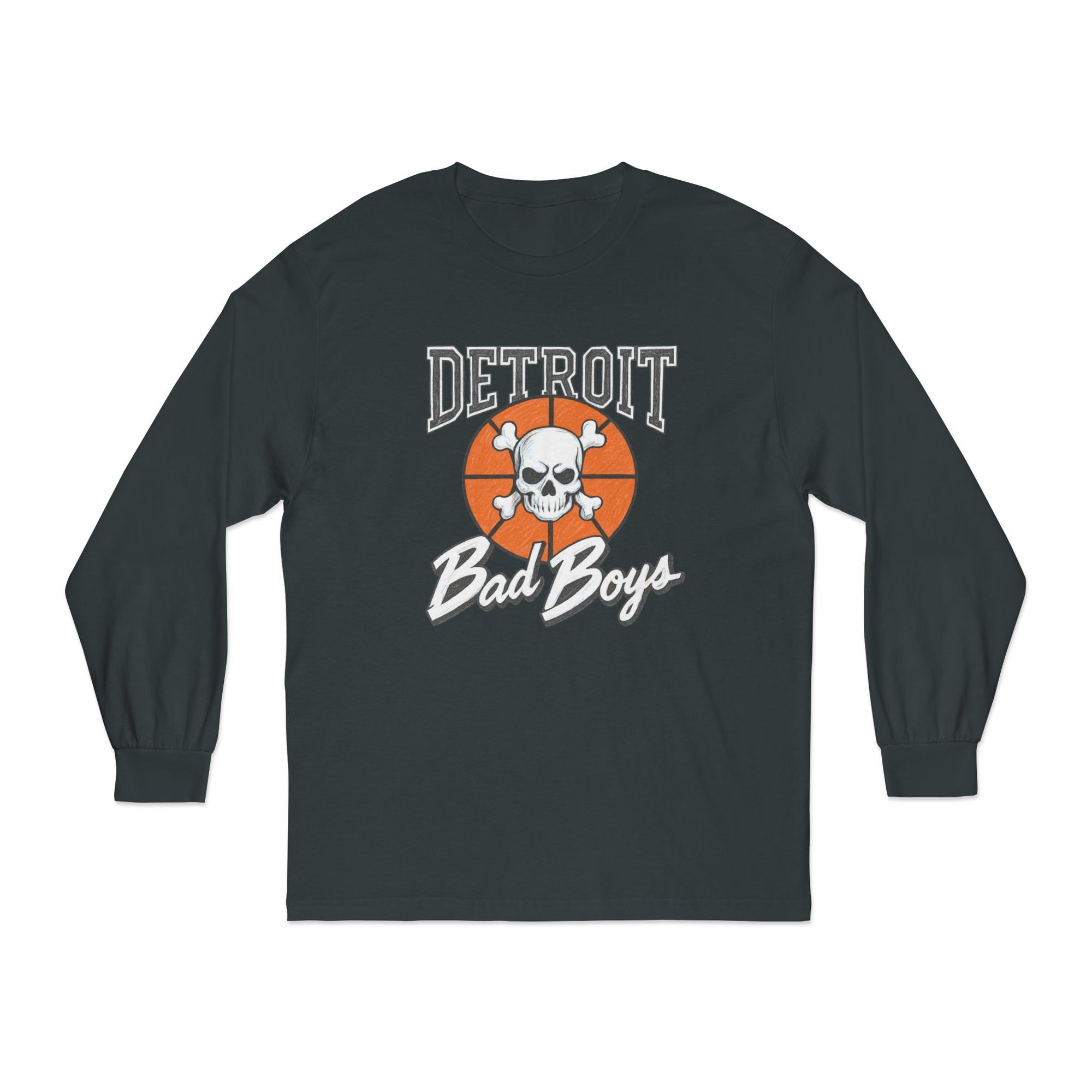 Detroit Bad Boys Skull Basketball Long Sleeve Shirt | Retro Hoop Graphic