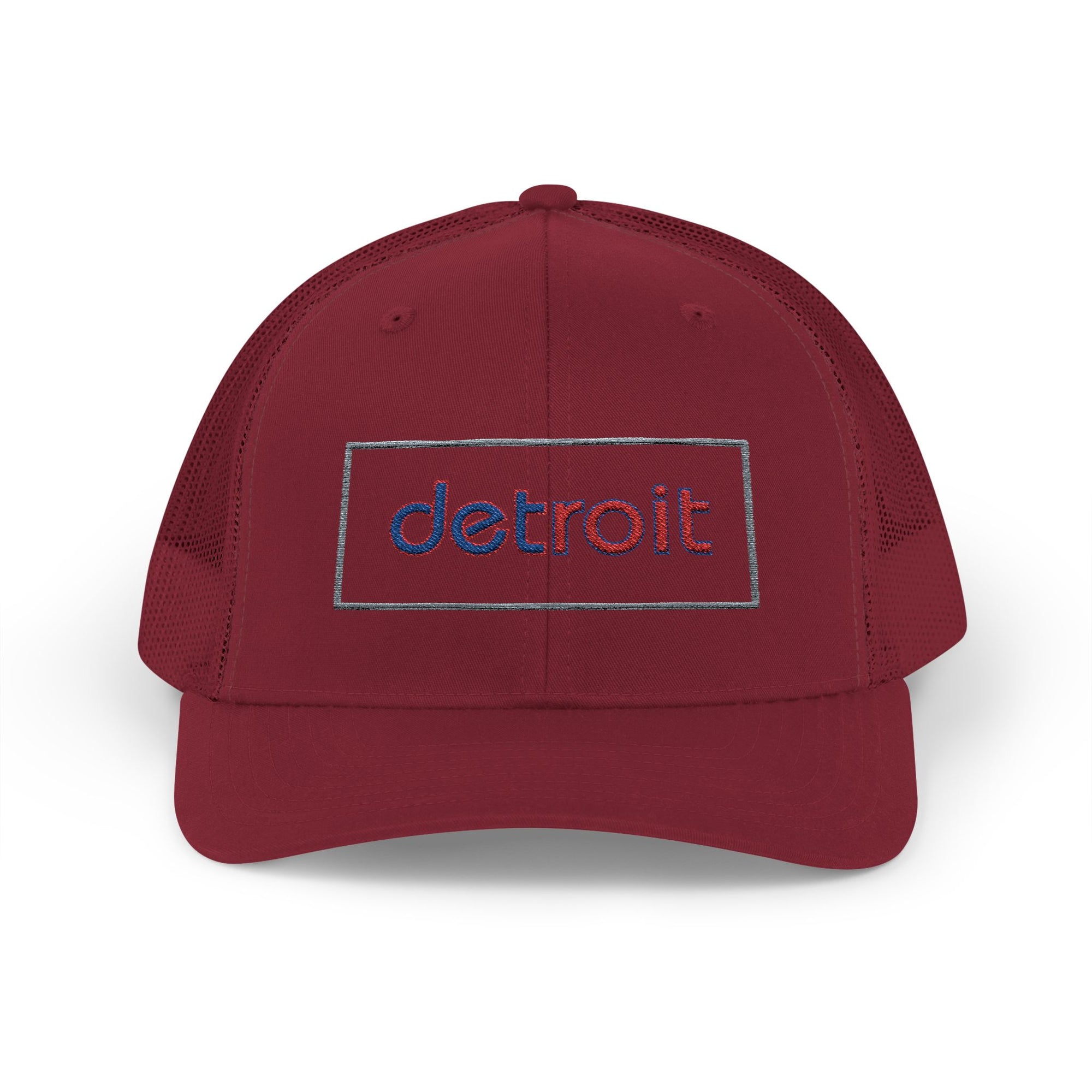 Detroit Hat Embroidered | Red Blue Detroit Cap | Lowercase Detroit Hat | Detroit Basketball Colors Hat | Minimalist Snapback | Trucker Hat