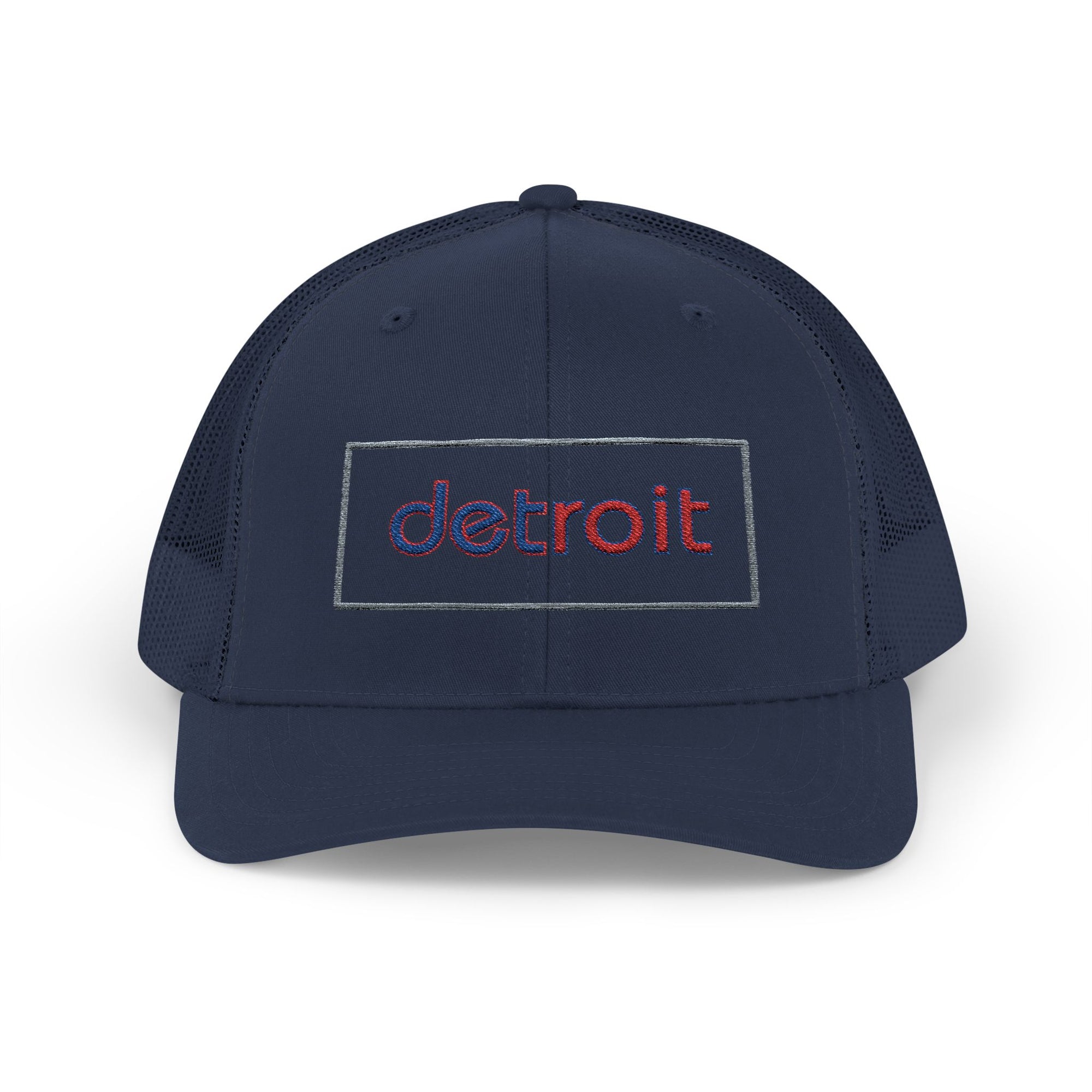 Detroit Hat Embroidered | Red Blue Detroit Cap | Lowercase Detroit Hat | Detroit Basketball Colors Hat | Minimalist Snapback | Trucker Hat