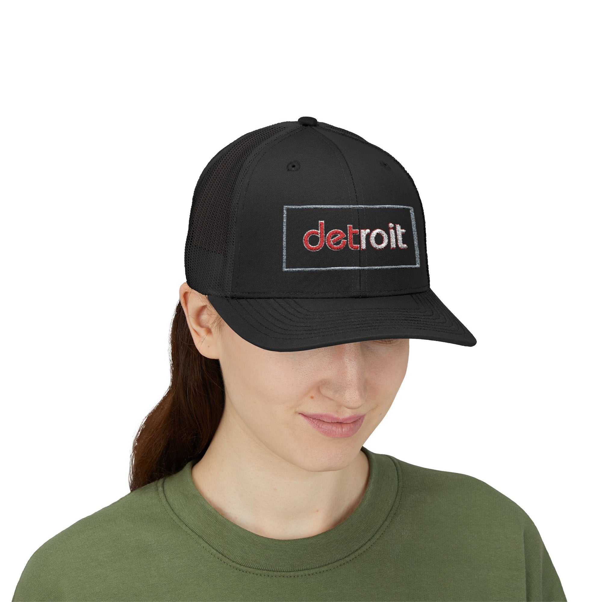 Detroit Hat Embroidered | Red White Detroit Cap | Lowercase Detroit Hat | Detroit Hockey Colors Hat | Minimalist Snapback | Trucker Hat