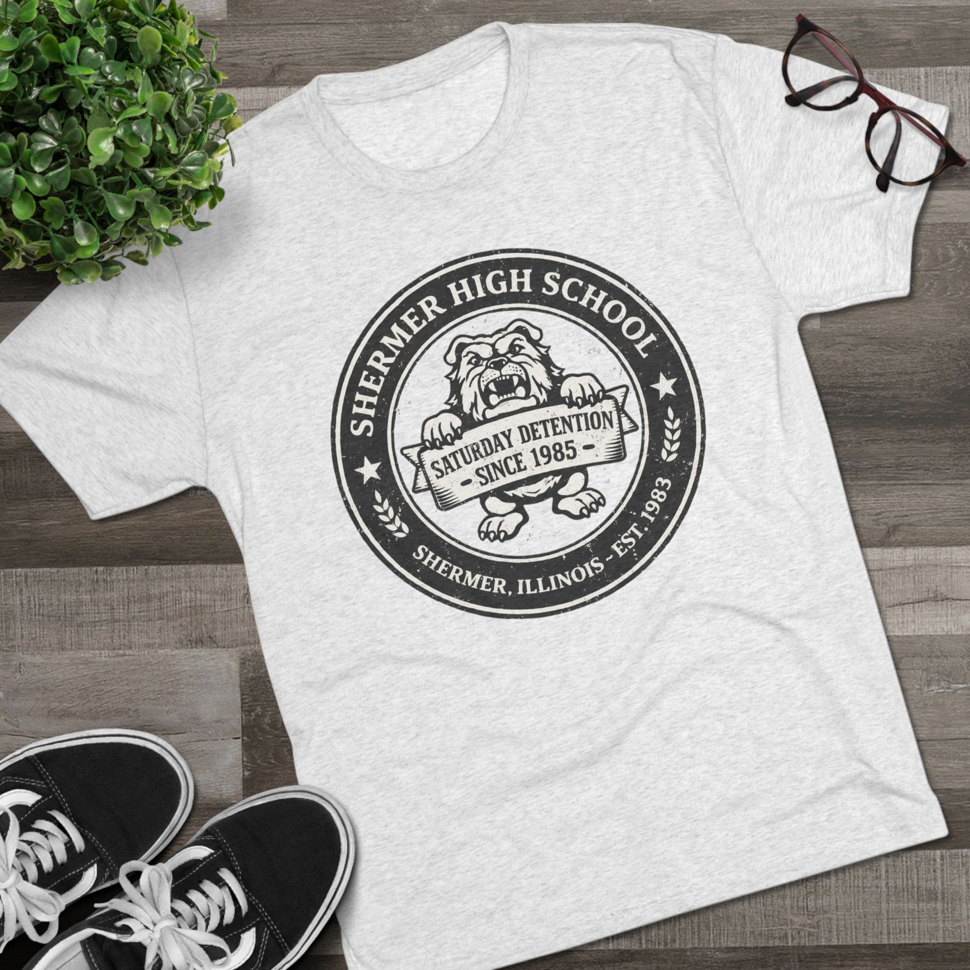Shermer High School Shirt, Breakfast Club Tee, Saturday Detention 1985, Fake School Crest Tee, 80s Movie Gift, Funny Nostalgia Shirt