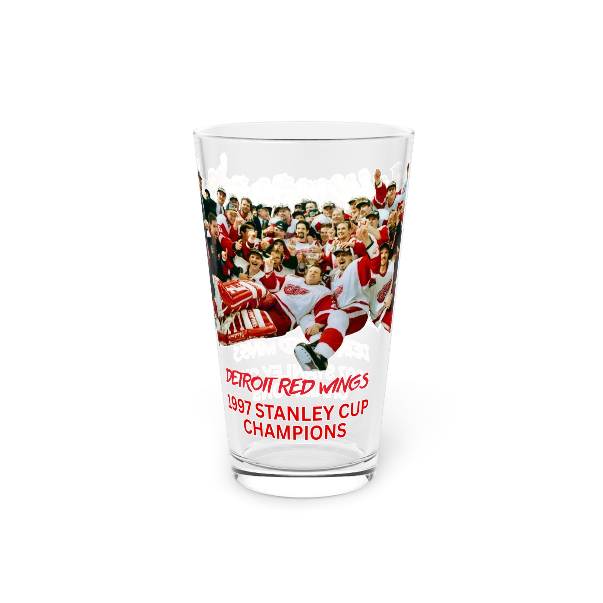 Detroit Red Wings 1997 Stanley Cup Champions Pint Glass | Hockey Team Photo