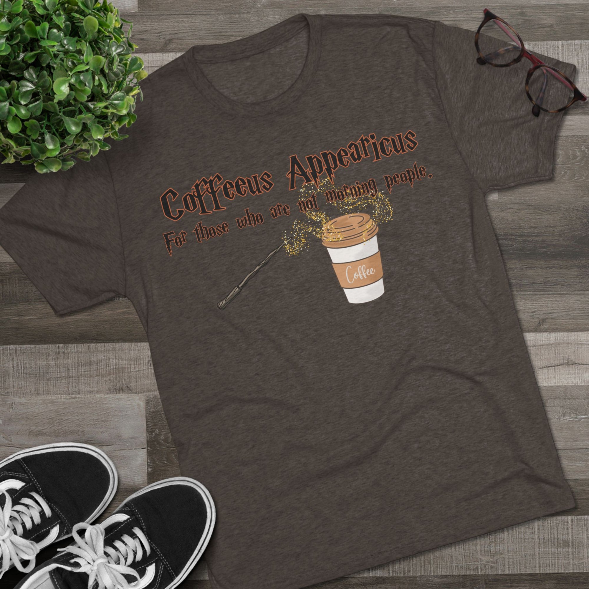Coffeeus Appearicus Shirt, Funny Coffee T, Magic Coffee Lover Gift, Wizard Coffee Shirt, Triblend Tee, Funny Gift for Her, Book Lover Shirt