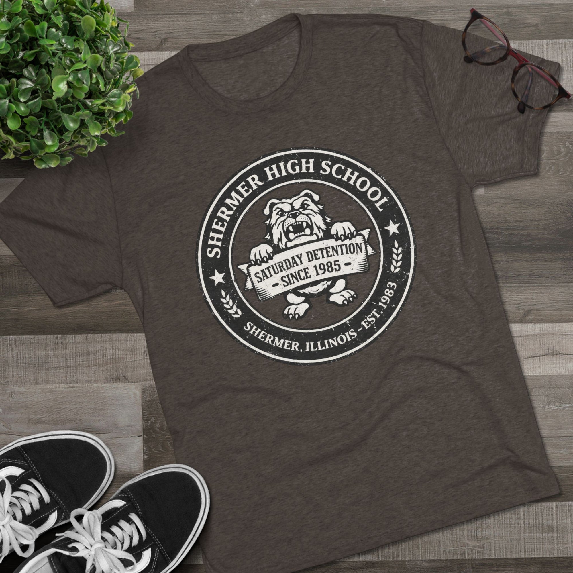 Shermer High School Shirt, Breakfast Club Tee, Saturday Detention 1985, Fake School Crest Tee, 80s Movie Gift, Funny Nostalgia Shirt