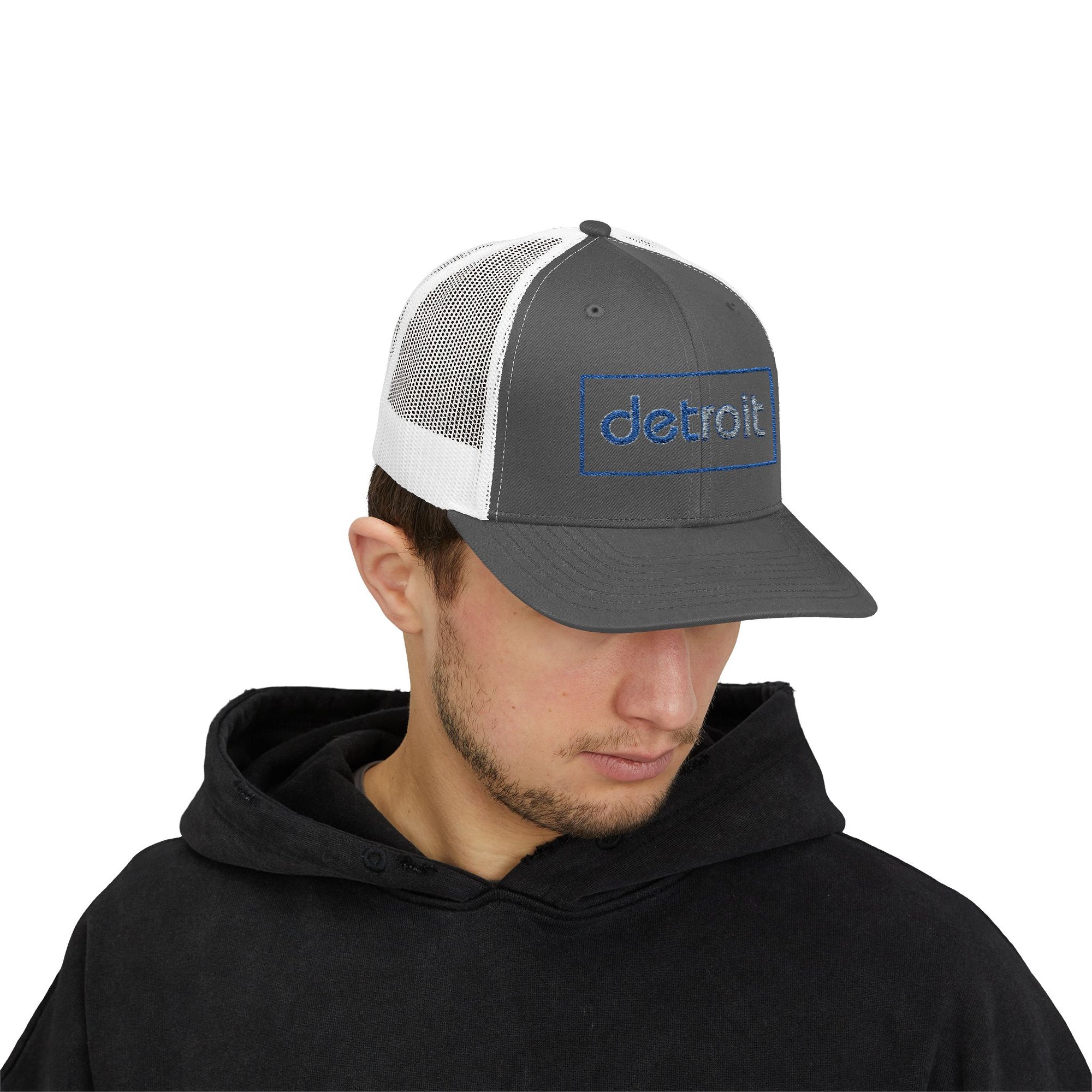 Detroit Embroidered Hat | Blue and Silver Cap | Detroit Football Hat | Minimalist Detroit Hat | Snapback Trucker Cap Gift