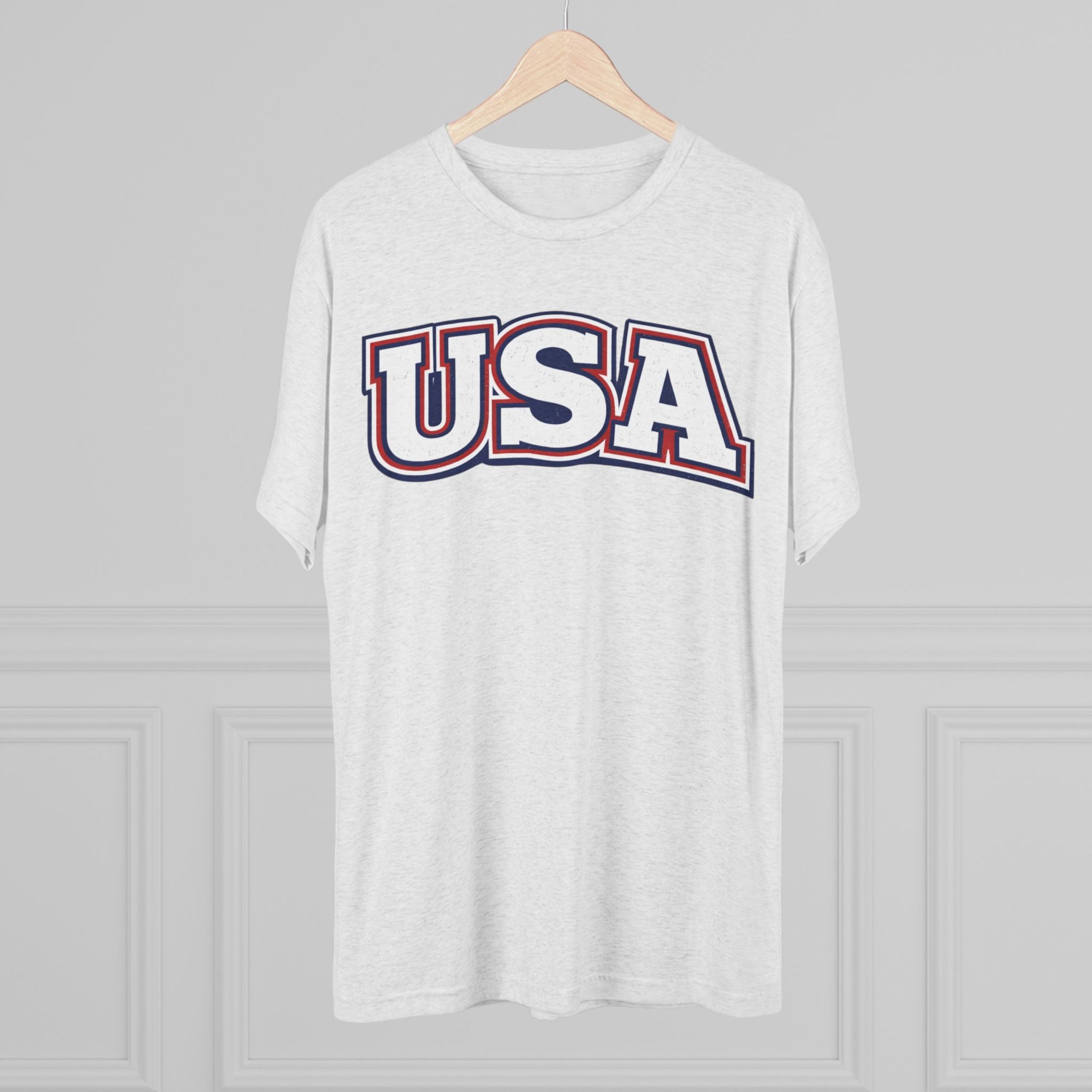 USA Retro Arch Tee | Patriotic Red White Blue Graphic Shirt