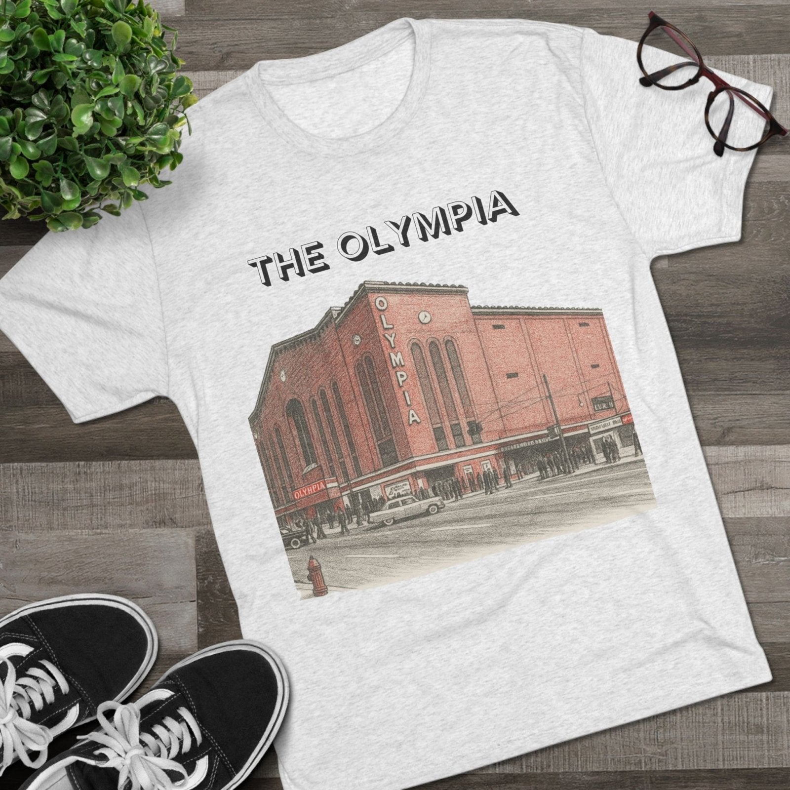Detroit Hockey Stadium Tri - Blend Tee, Olympia Arena Red Wings Memorabilia Shirt, Sports Architecture Fan Apparel, Vintage Hockey Gift, - Selden &amp; Kingsley