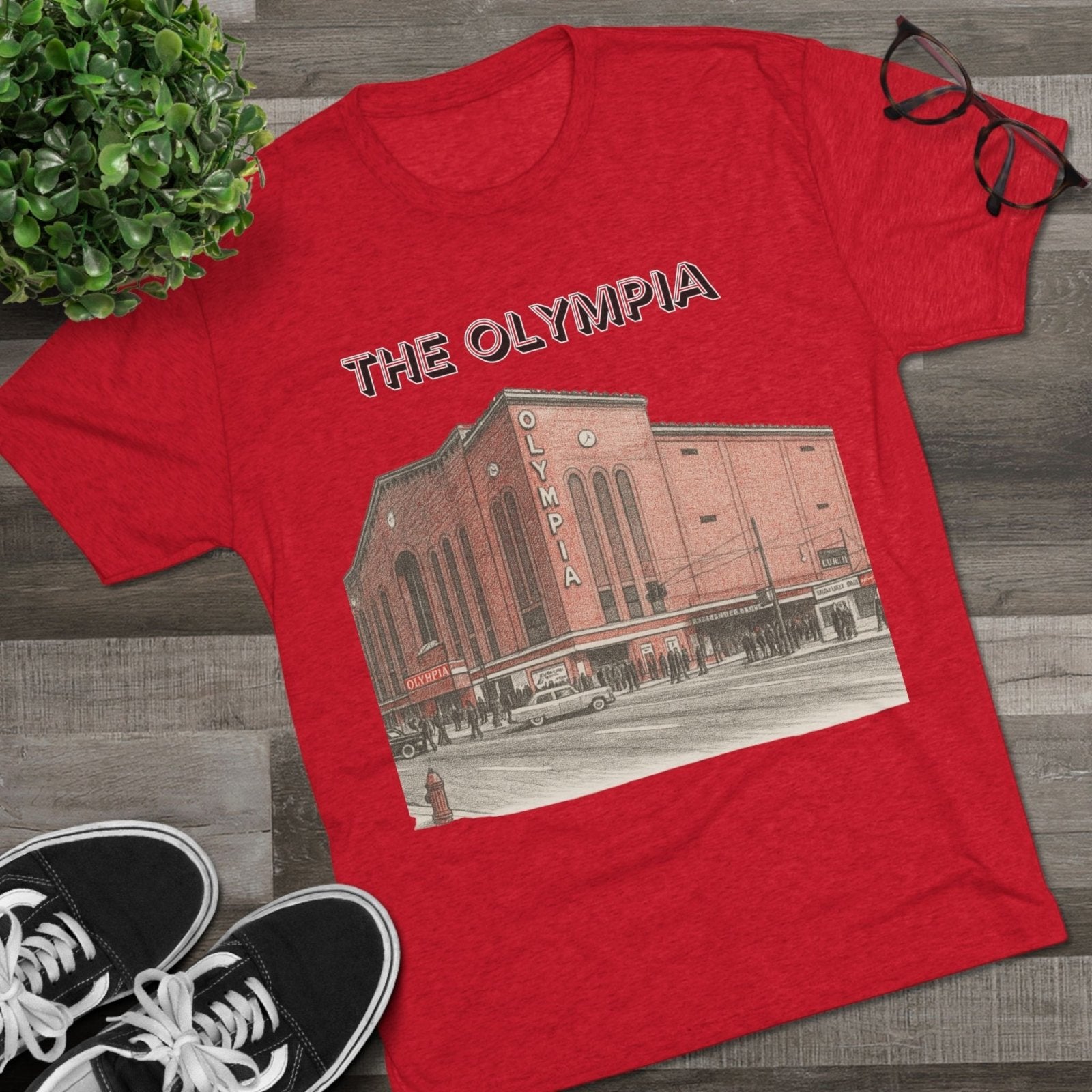 Detroit Hockey Stadium Tri - Blend Tee, Olympia Arena Red Wings Memorabilia Shirt, Sports Architecture Fan Apparel, Vintage Hockey Gift, - Selden &amp; Kingsley