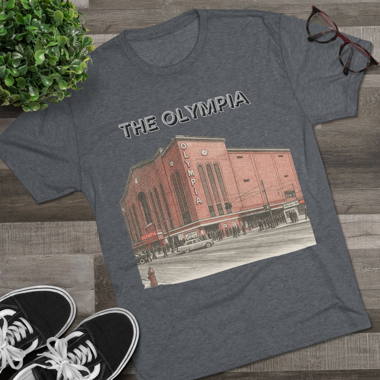 Detroit Hockey Stadium Tri - Blend Tee, Olympia Arena Red Wings Memorabilia Shirt, Sports Architecture Fan Apparel, Vintage Hockey Gift, - Selden &amp; Kingsley