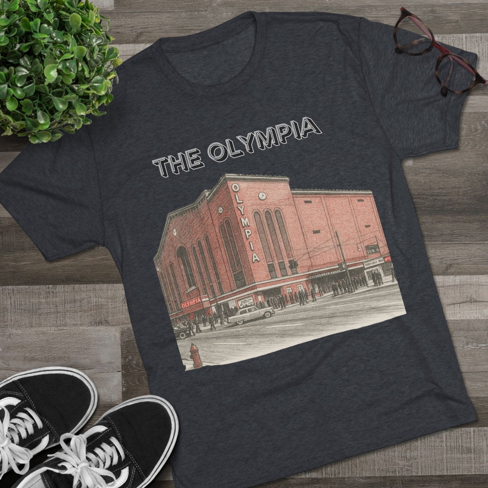 Detroit Hockey Stadium Tri - Blend Tee, Olympia Arena Red Wings Memorabilia Shirt, Sports Architecture Fan Apparel, Vintage Hockey Gift, - Selden &amp; Kingsley