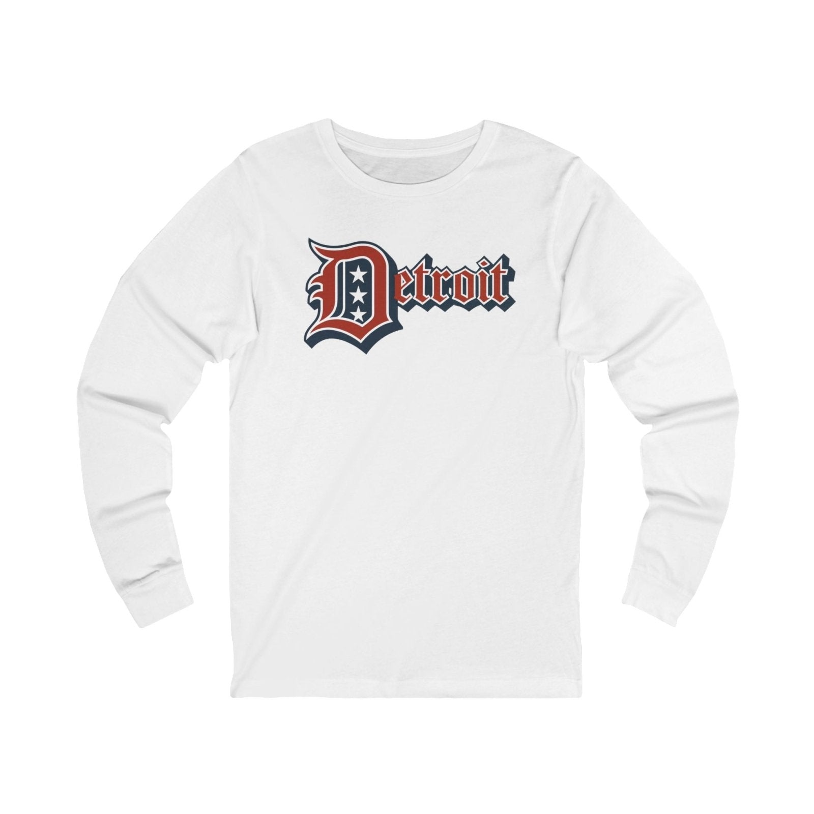 Detroit Jersey Long Sleeve T - Festive Red White Blue 4th of July Tee, Unisex Top Shirt Sweatshirt Hoodie, Detroit Baseball Fan Apparel - Selden & Kingsley