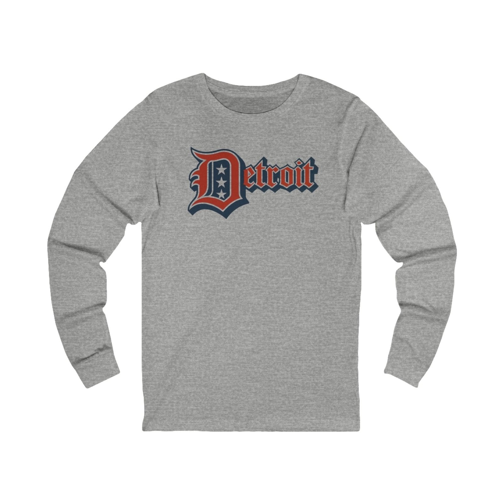 Detroit Jersey Long Sleeve T - Festive Red White Blue 4th of July Tee, Unisex Top Shirt Sweatshirt Hoodie, Detroit Baseball Fan Apparel - Selden & Kingsley
