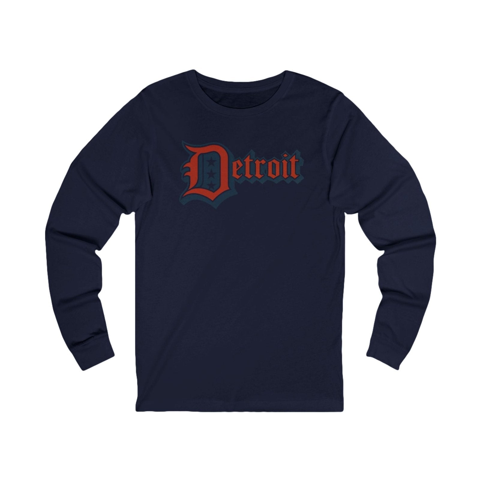 Detroit Jersey Long Sleeve T - Festive Red White Blue 4th of July Tee, Unisex Top Shirt Sweatshirt Hoodie, Detroit Baseball Fan Apparel - Selden &amp; Kingsley