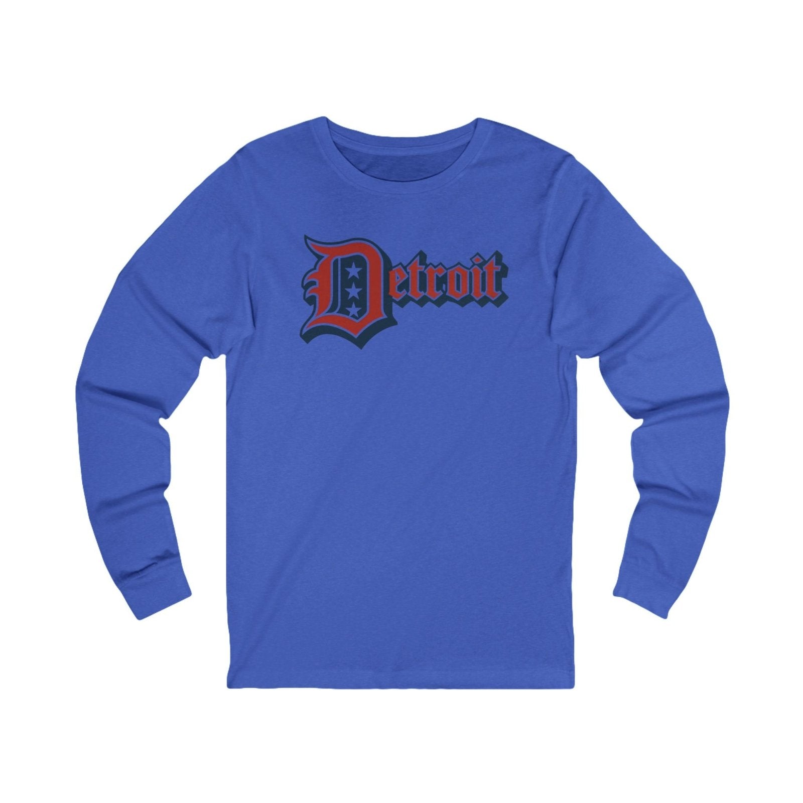 Detroit Jersey Long Sleeve T - Festive Red White Blue 4th of July Tee, Unisex Top Shirt Sweatshirt Hoodie, Detroit Baseball Fan Apparel - Selden &amp; Kingsley