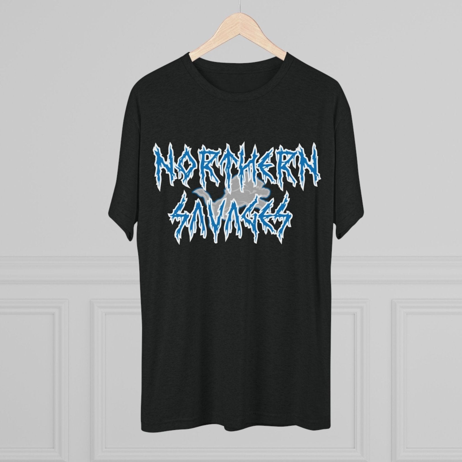 Detroit Lions Northern Savages Tri - Blend Tee - Dan Campbell Football Fan Apparel, Gift for Hard - Nosed Sports Enthusiasts, Crewneck Shirt, - Selden &amp; Kingsley