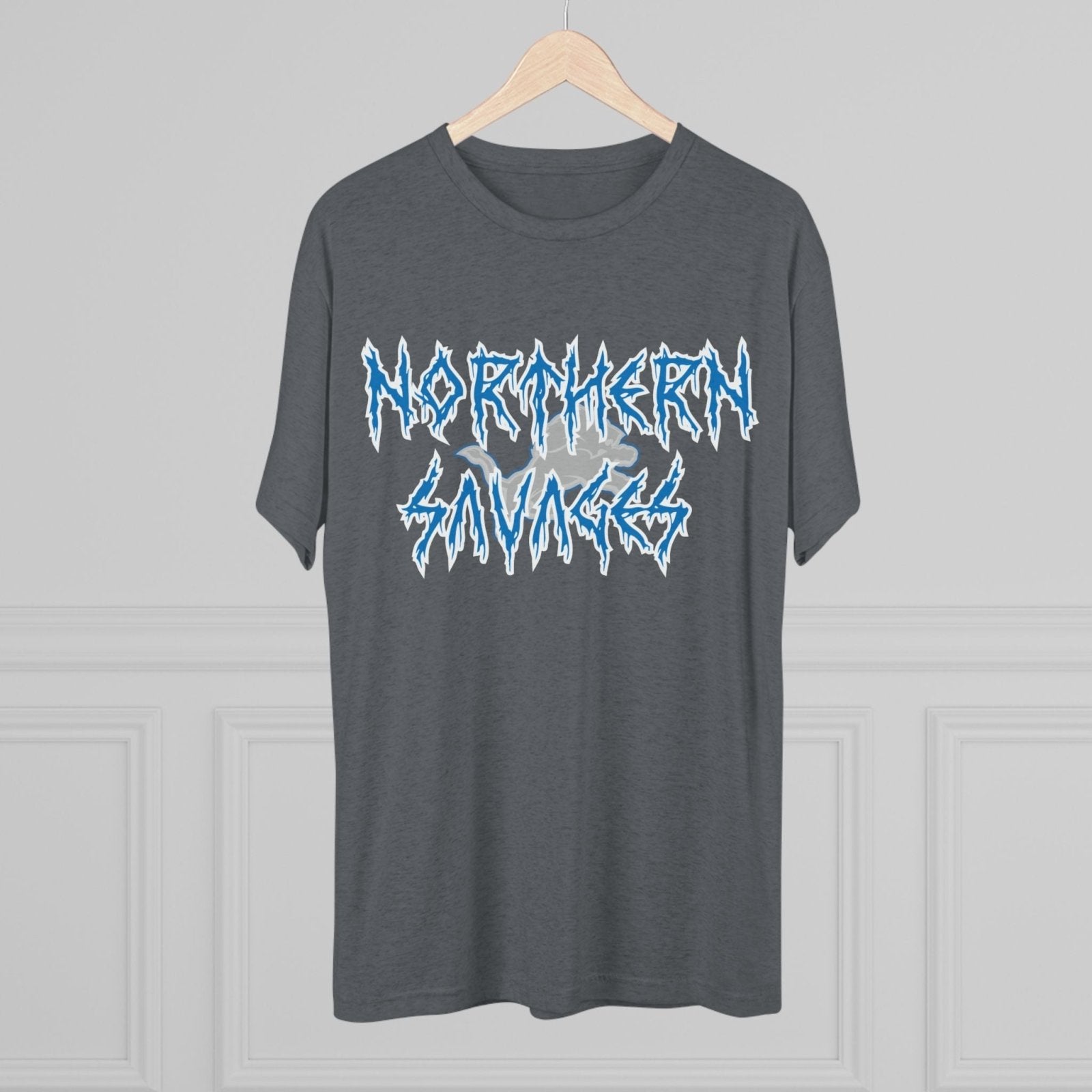 Detroit Lions Northern Savages Tri - Blend Tee - Dan Campbell Football Fan Apparel, Gift for Hard - Nosed Sports Enthusiasts, Crewneck Shirt, - Selden &amp; Kingsley