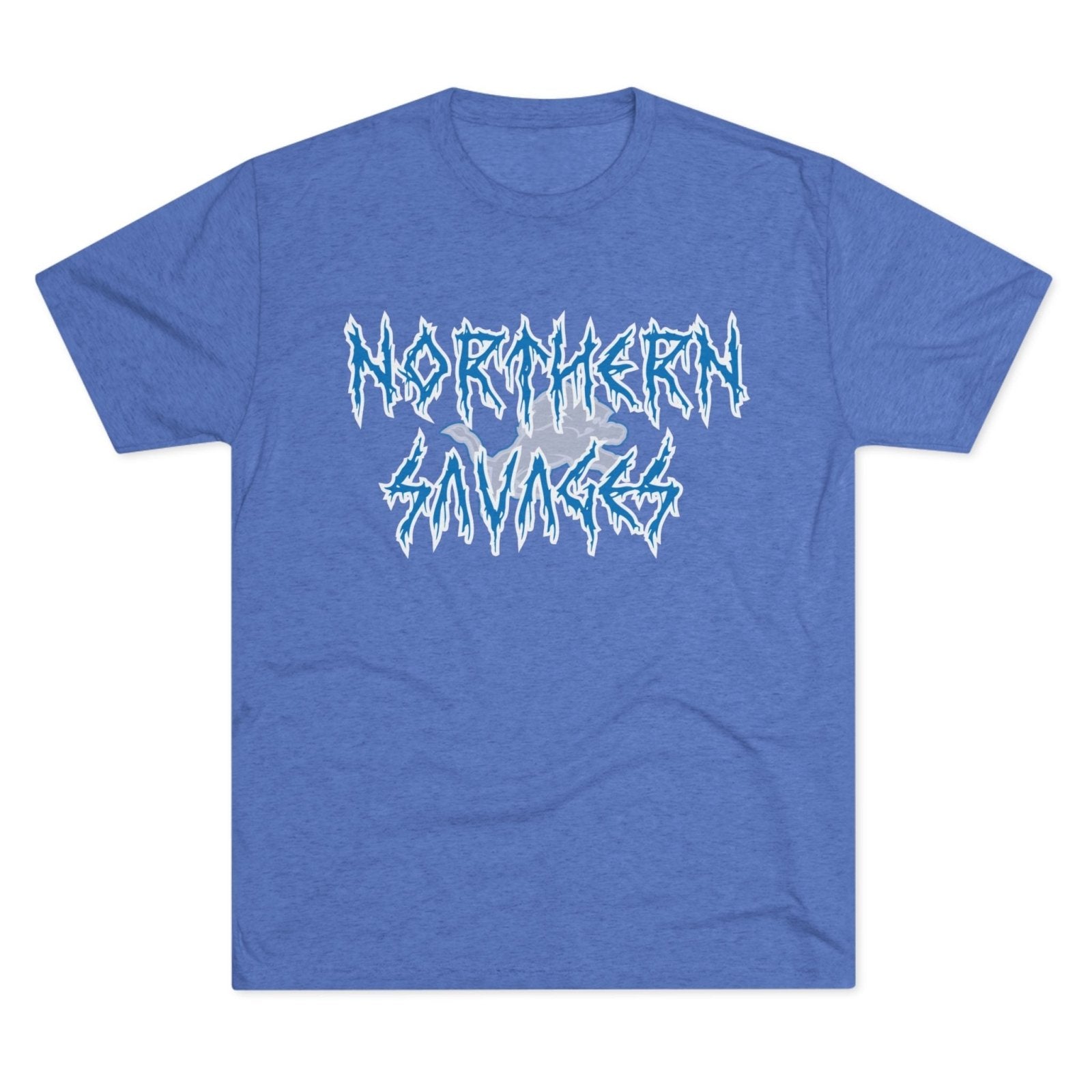 Detroit Lions Northern Savages Tri - Blend Tee - Dan Campbell Football Fan Apparel, Gift for Hard - Nosed Sports Enthusiasts, Crewneck Shirt, - Selden & Kingsley
