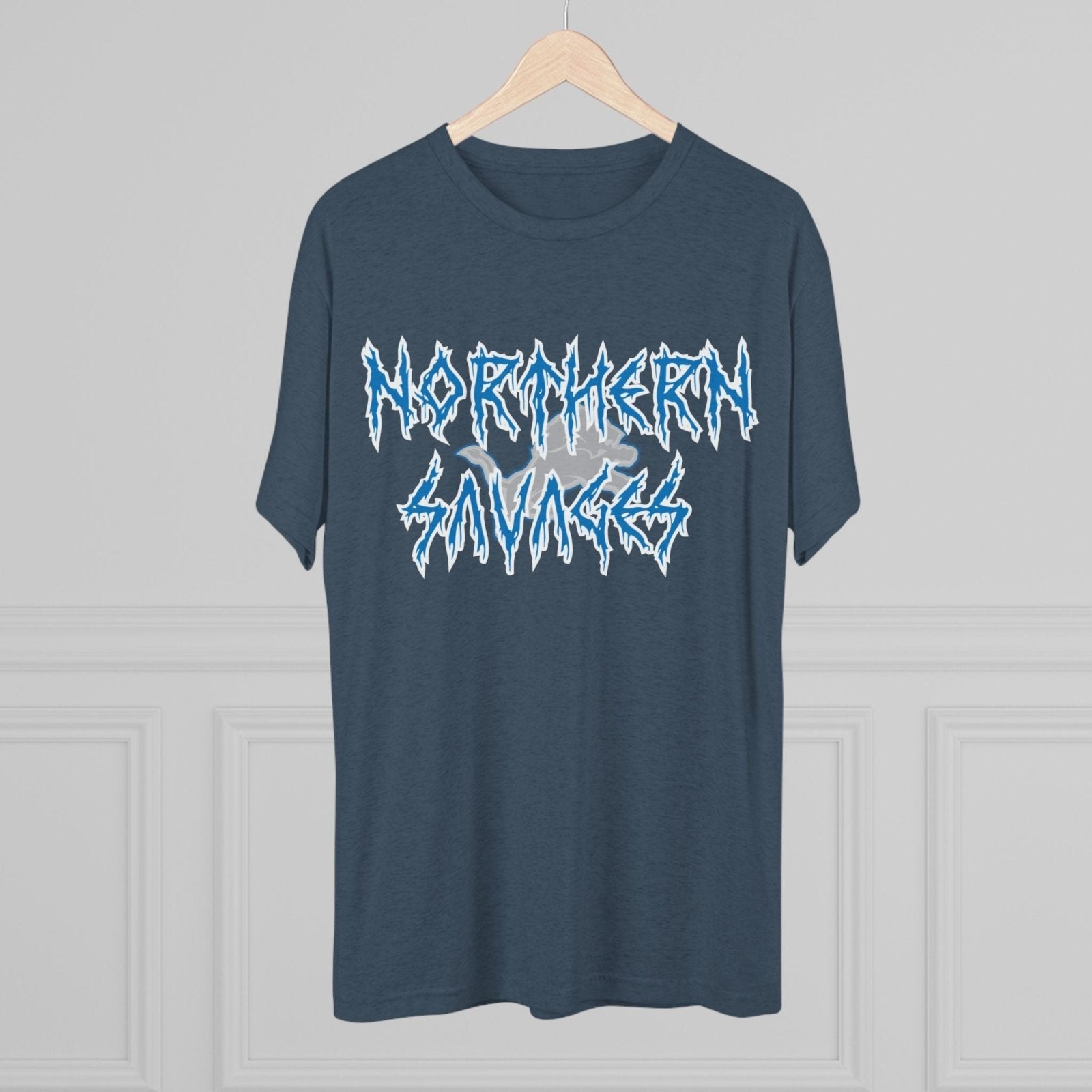 Detroit Lions Northern Savages Tri - Blend Tee - Dan Campbell Football Fan Apparel, Gift for Hard - Nosed Sports Enthusiasts, Crewneck Shirt, - Selden &amp; Kingsley