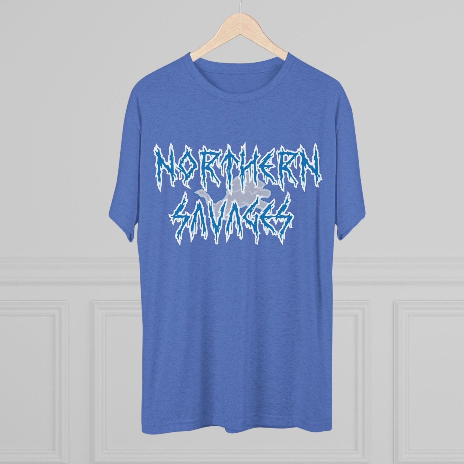 Detroit Lions Northern Savages Tri - Blend Tee - Dan Campbell Football Fan Apparel, Gift for Hard - Nosed Sports Enthusiasts, Crewneck Shirt, - Selden &amp; Kingsley