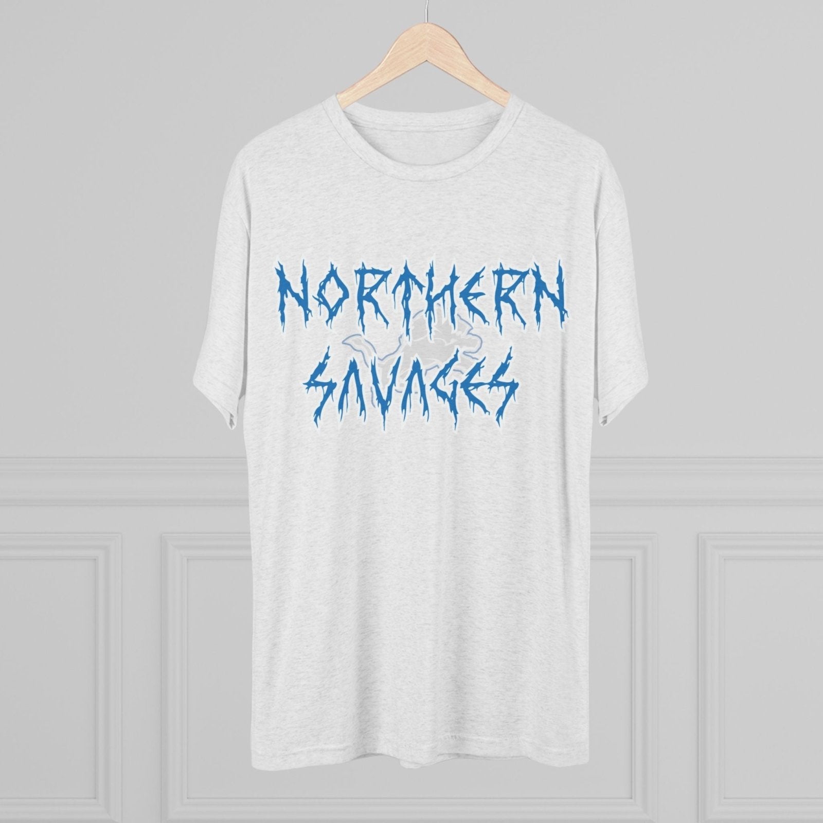 Detroit Lions Northern Savages Tri - Blend Tee - Dan Campbell Football Fan Apparel, Gift for Hard - Nosed Sports Enthusiasts, Crewneck Shirt, - Selden &amp; Kingsley