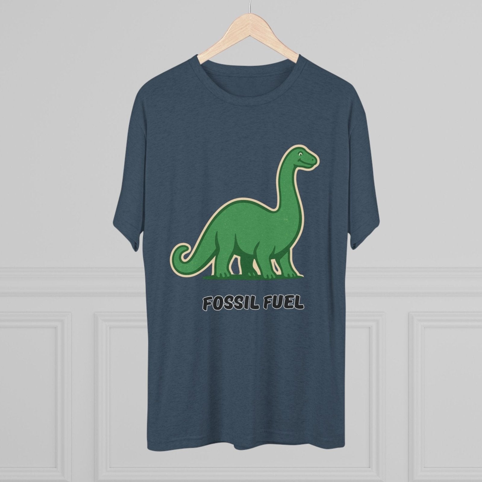 Dinosaur Fossil Fuel Unisex Tee Shirt, Brontosaurus Sinclaire Logo Shirt, Cheeky Tee, Jurassic Park Shirt, Funny Dino T-Shirt, Tri - Blend - Selden &amp; Kingsley