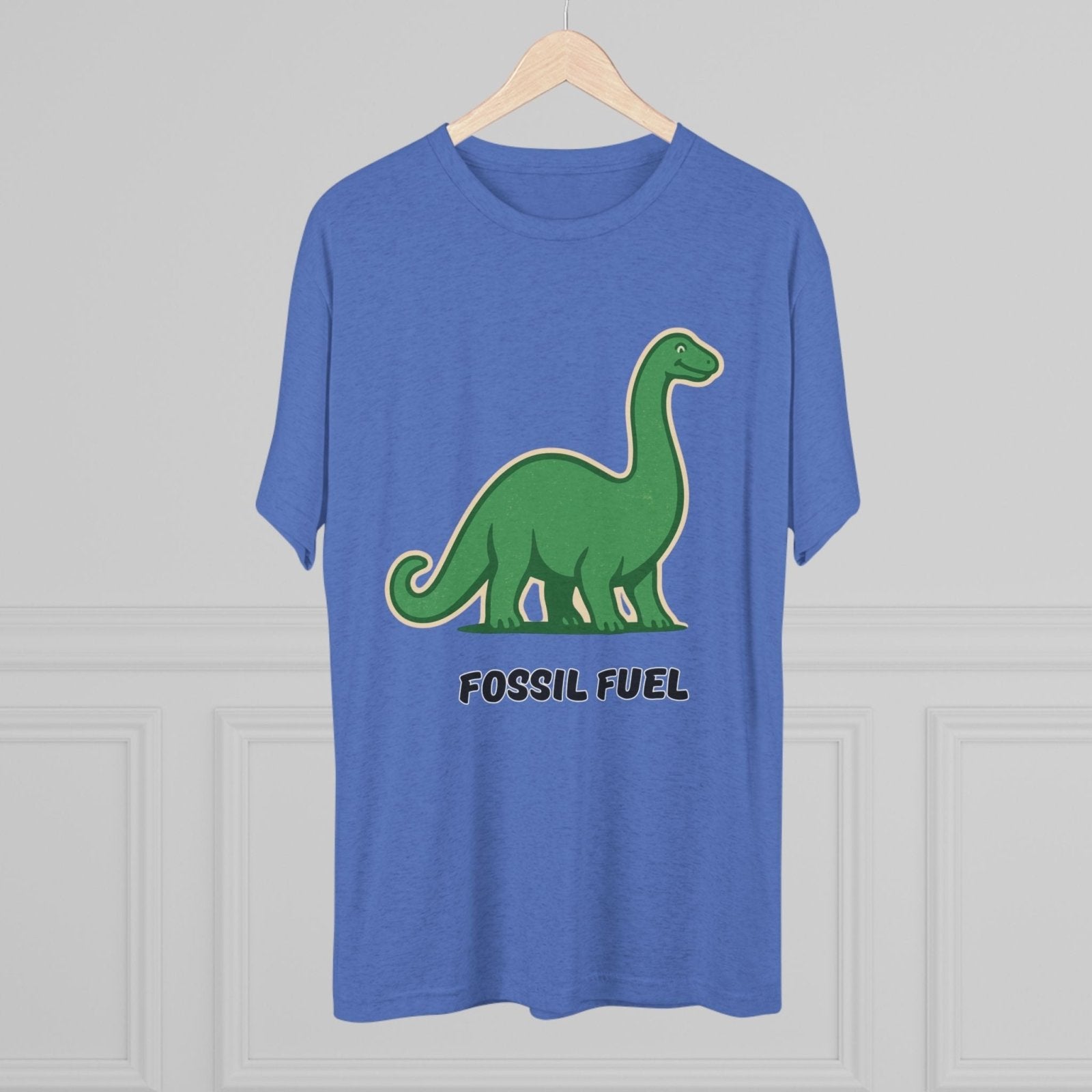 Dinosaur Fossil Fuel Unisex Tee Shirt, Brontosaurus Sinclaire Logo Shirt, Cheeky Tee, Jurassic Park Shirt, Funny Dino T-Shirt, Tri - Blend - Selden &amp; Kingsley