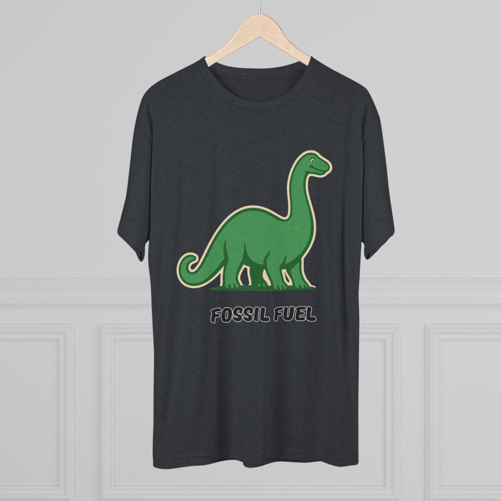 Dinosaur Fossil Fuel Unisex Tee Shirt, Brontosaurus Sinclaire Logo Shirt, Cheeky Tee, Jurassic Park Shirt, Funny Dino T-Shirt, Tri - Blend - Selden &amp; Kingsley