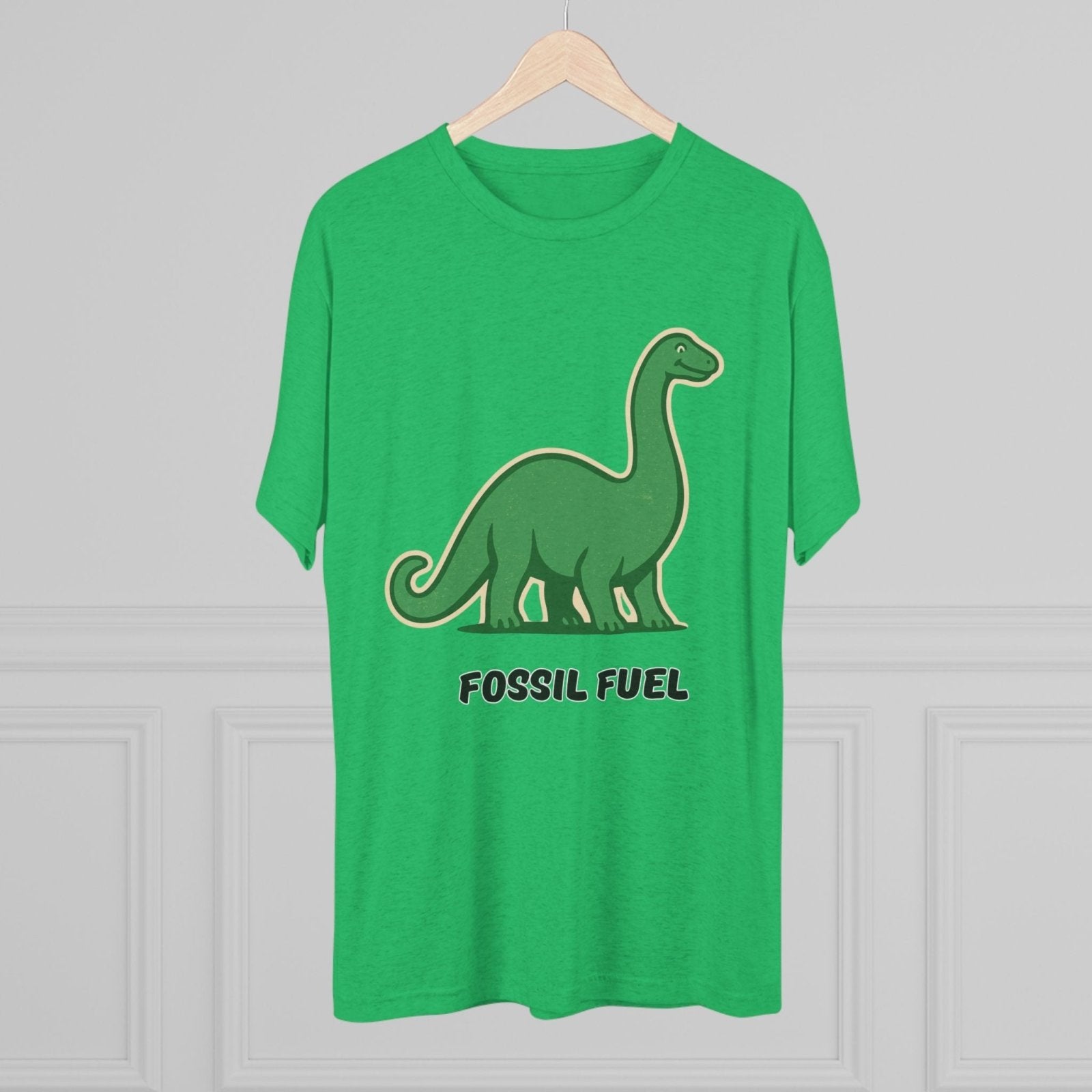 Dinosaur Fossil Fuel Unisex Tee Shirt, Brontosaurus Sinclaire Logo Shirt, Cheeky Tee, Jurassic Park Shirt, Funny Dino T-Shirt, Tri - Blend - Selden &amp; Kingsley