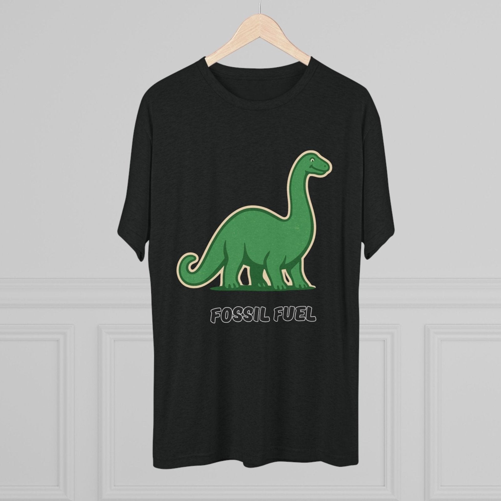 Dinosaur Fossil Fuel Unisex Tee Shirt, Brontosaurus Sinclaire Logo Shirt, Cheeky Tee, Jurassic Park Shirt, Funny Dino T-Shirt, Tri - Blend - Selden &amp; Kingsley