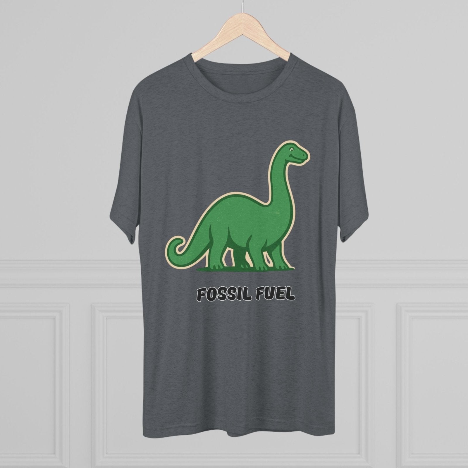 Dinosaur Fossil Fuel Unisex Tee Shirt, Brontosaurus Sinclaire Logo Shirt, Cheeky Tee, Jurassic Park Shirt, Funny Dino T-Shirt, Tri - Blend - Selden &amp; Kingsley