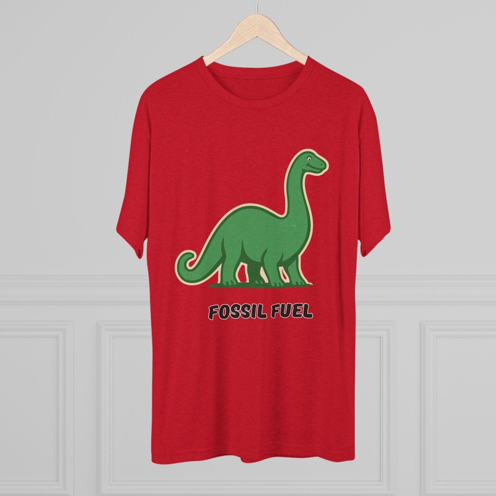 Dinosaur Fossil Fuel Unisex Tee Shirt, Brontosaurus Sinclaire Logo Shirt, Cheeky Tee, Jurassic Park Shirt, Funny Dino T-Shirt, Tri - Blend - Selden &amp; Kingsley