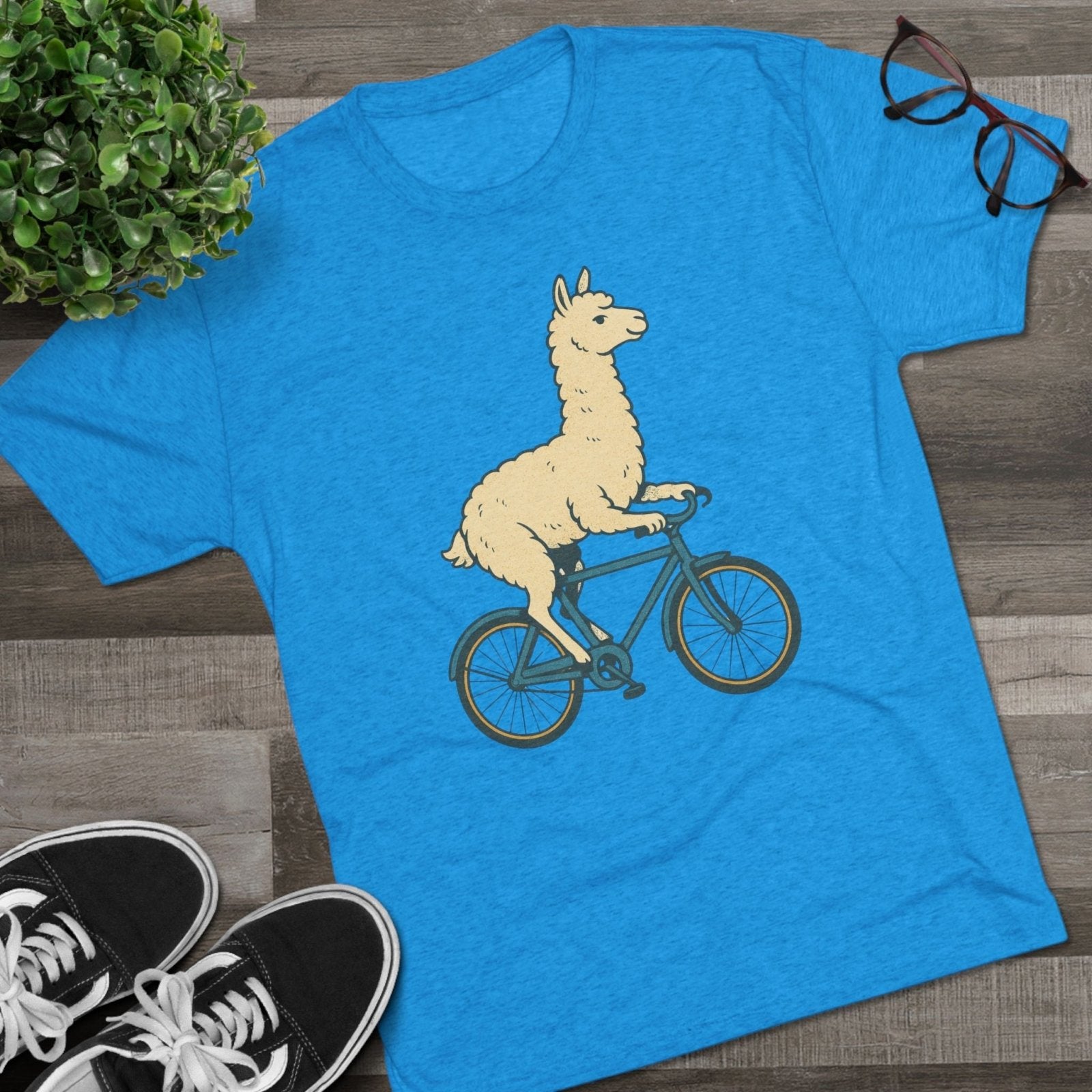 Funny Quirky Animal Llama on a Bike Shirt, Unisex Tee, Novelty Alpaca Cycling T-Shirt, Cute Animal Lover Gift, Comfy Graphic Tee - Selden &amp; Kingsley