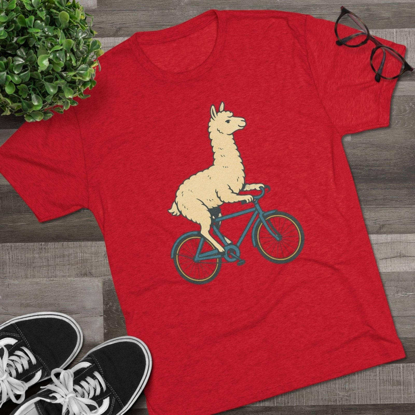 Funny Quirky Animal Llama on a Bike Shirt, Unisex Tee, Novelty Alpaca Cycling T-Shirt, Cute Animal Lover Gift, Comfy Graphic Tee - Selden &amp; Kingsley