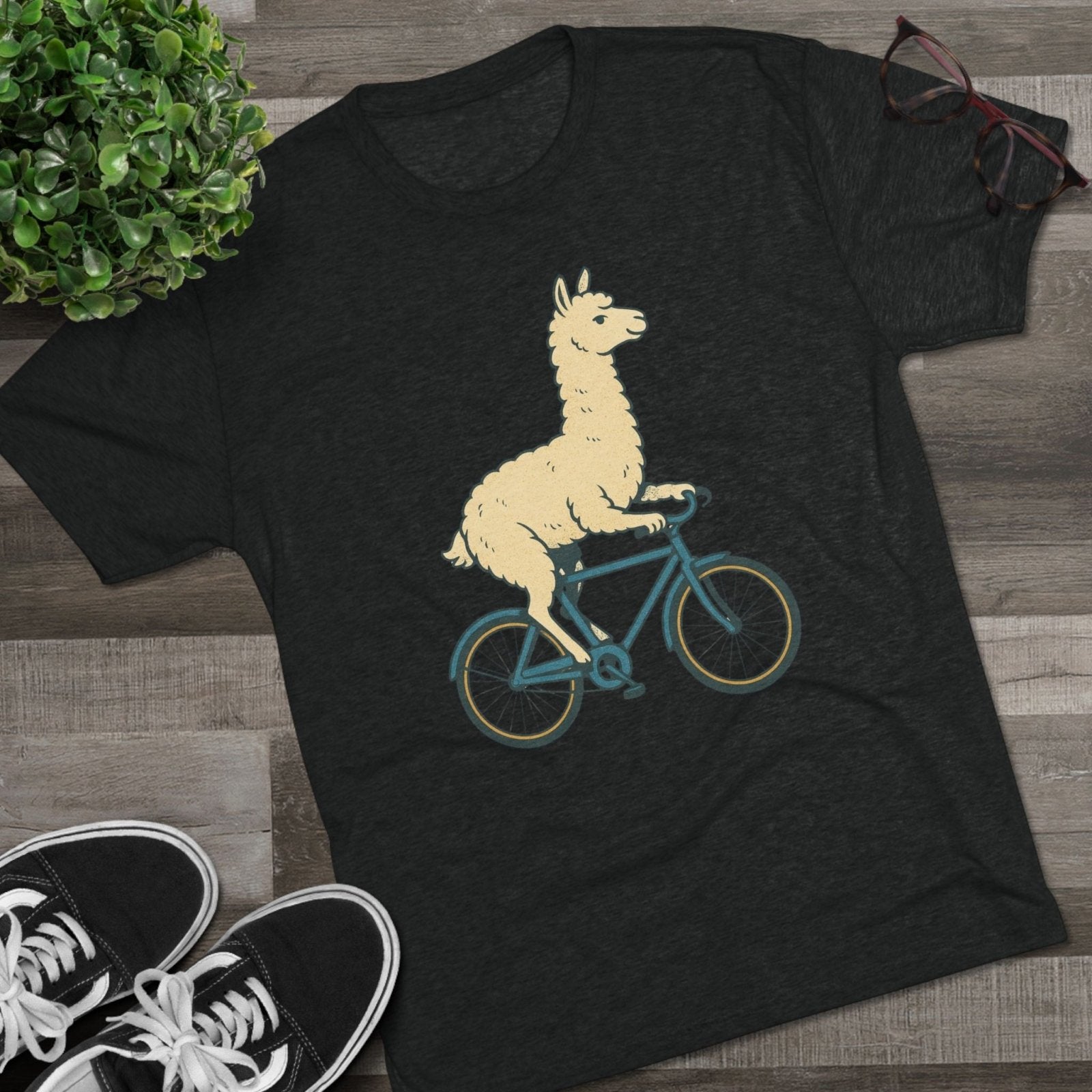 Funny Quirky Animal Llama on a Bike Shirt, Unisex Tee, Novelty Alpaca Cycling T-Shirt, Cute Animal Lover Gift, Comfy Graphic Tee - Selden &amp; Kingsley