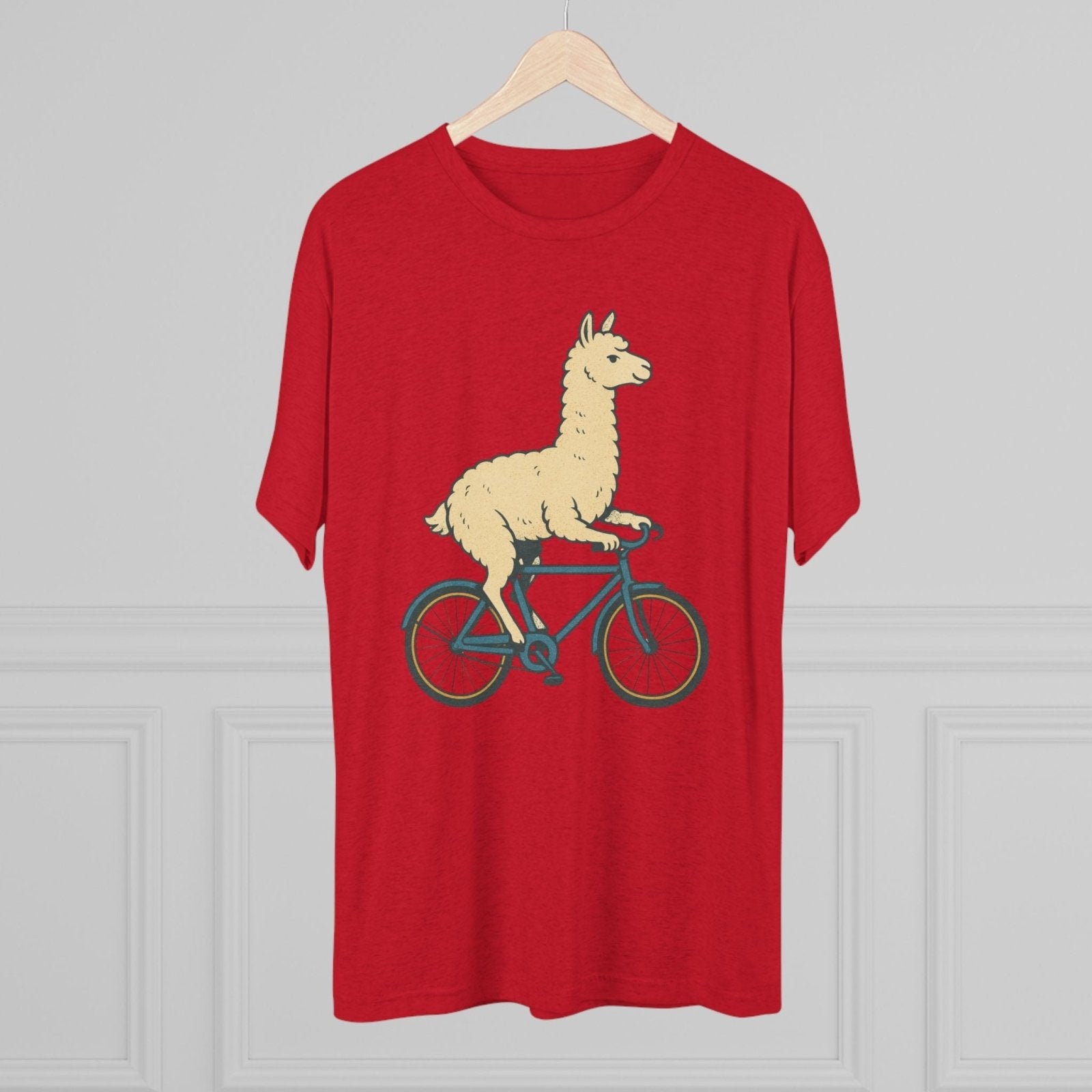 Funny Quirky Animal Llama on a Bike Shirt, Unisex Tee, Novelty Alpaca Cycling T-Shirt, Cute Animal Lover Gift, Comfy Graphic Tee - Selden &amp; Kingsley
