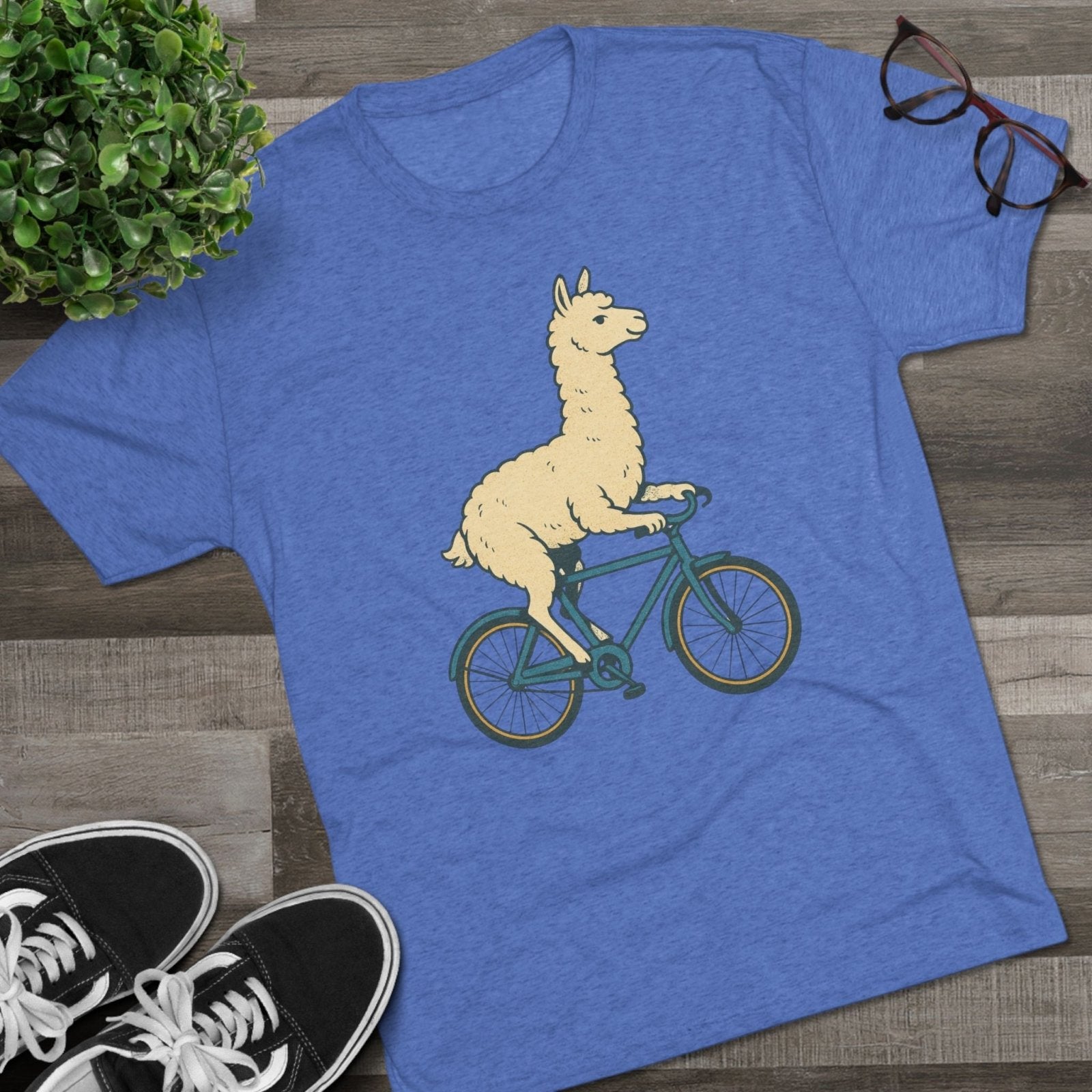 Funny Quirky Animal Llama on a Bike Shirt, Unisex Tee, Novelty Alpaca Cycling T-Shirt, Cute Animal Lover Gift, Comfy Graphic Tee - Selden &amp; Kingsley