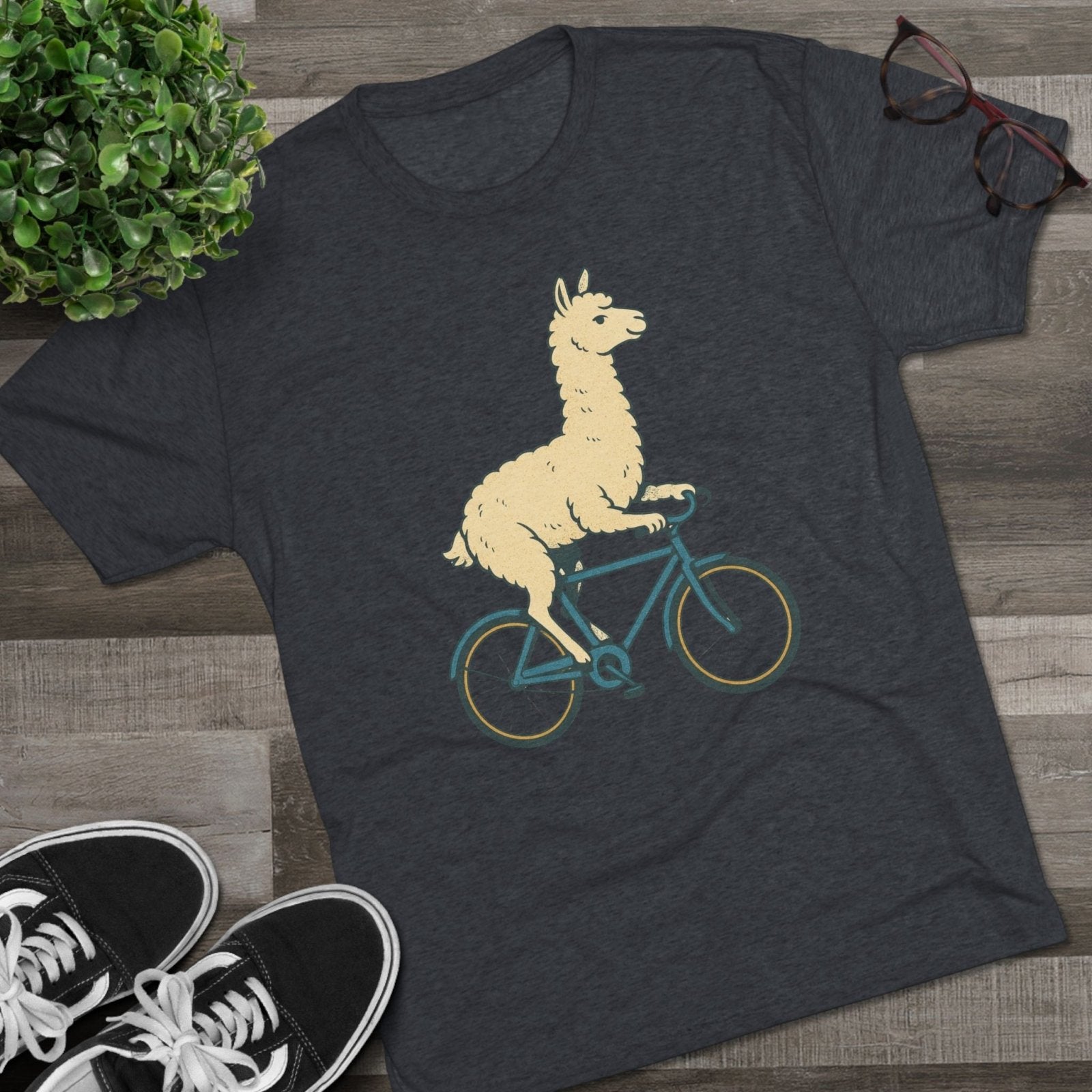 Funny Quirky Animal Llama on a Bike Shirt, Unisex Tee, Novelty Alpaca Cycling T-Shirt, Cute Animal Lover Gift, Comfy Graphic Tee - Selden &amp; Kingsley