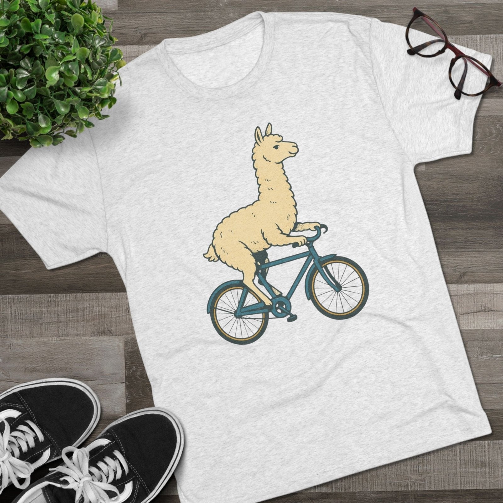 Funny Quirky Animal Llama on a Bike Shirt, Unisex Tee, Novelty Alpaca Cycling T-Shirt, Cute Animal Lover Gift, Comfy Graphic Tee - Selden &amp; Kingsley
