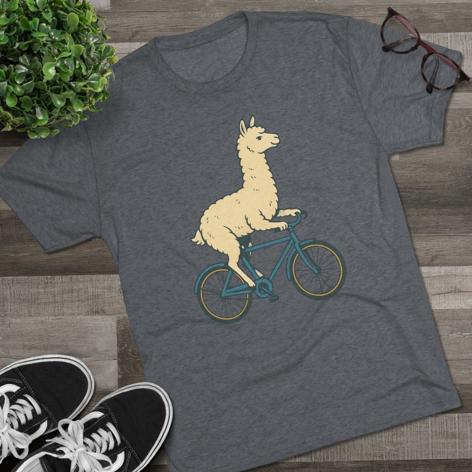 Funny Quirky Animal Llama on a Bike Shirt, Unisex Tee, Novelty Alpaca Cycling T-Shirt, Cute Animal Lover Gift, Comfy Graphic Tee - Selden &amp; Kingsley