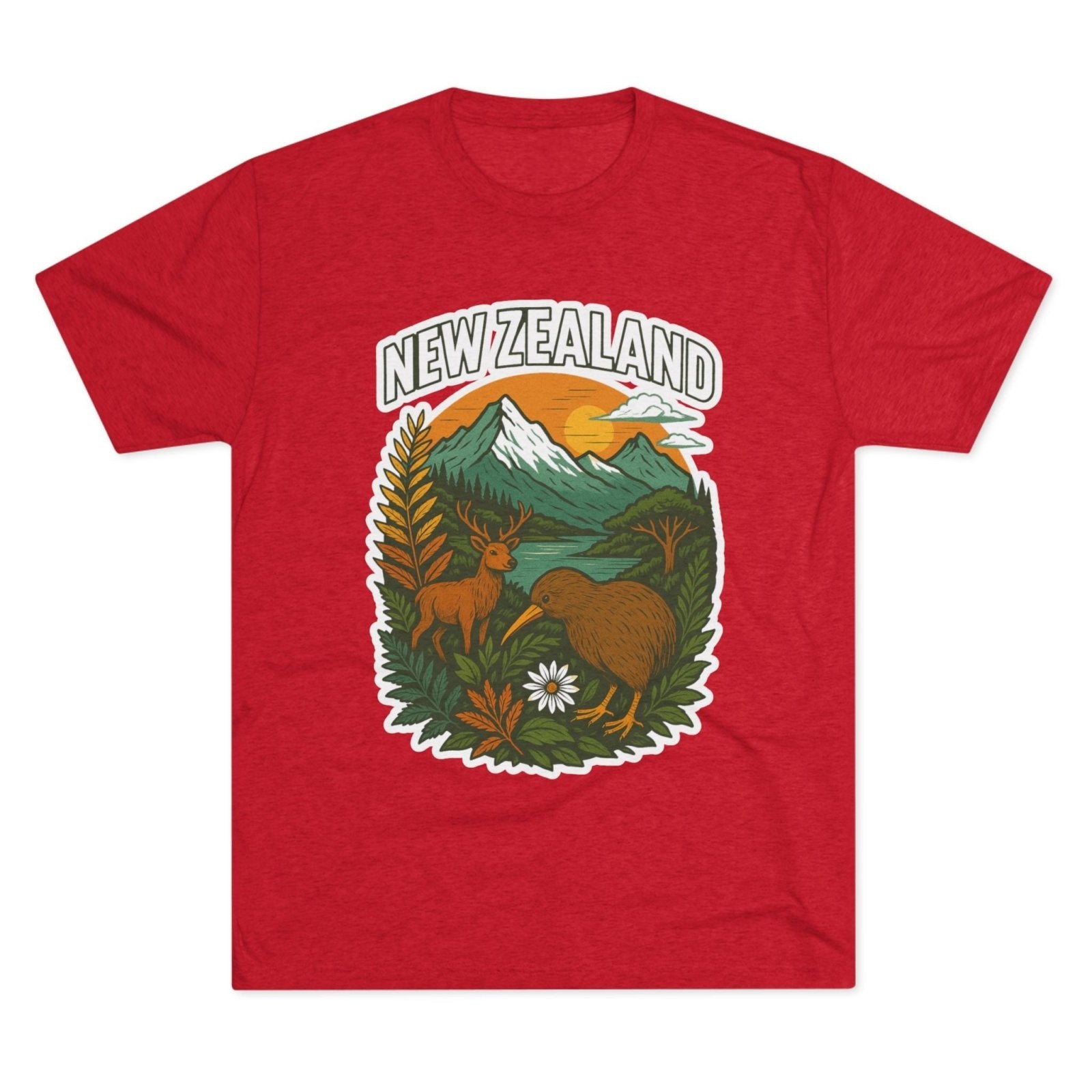 Mountain and Ocean New Zealand Kiwi Tee, Nature Lover Gift, Travel T-Shirt, Adventure Shirt, Outdoor Clothing, Scenic Landscape Top - Selden & Kingsley