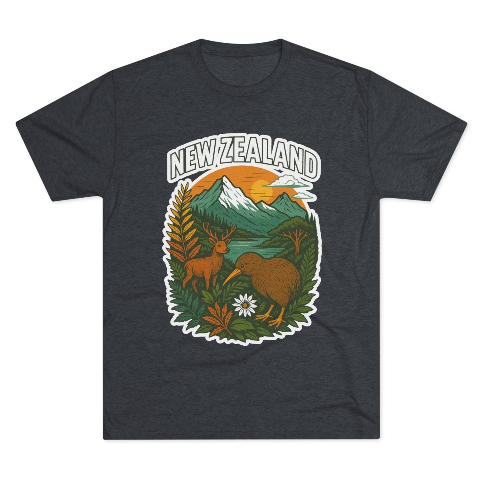 Mountain and Ocean New Zealand Kiwi Tee, Nature Lover Gift, Travel T-Shirt, Adventure Shirt, Outdoor Clothing, Scenic Landscape Top - Selden & Kingsley
