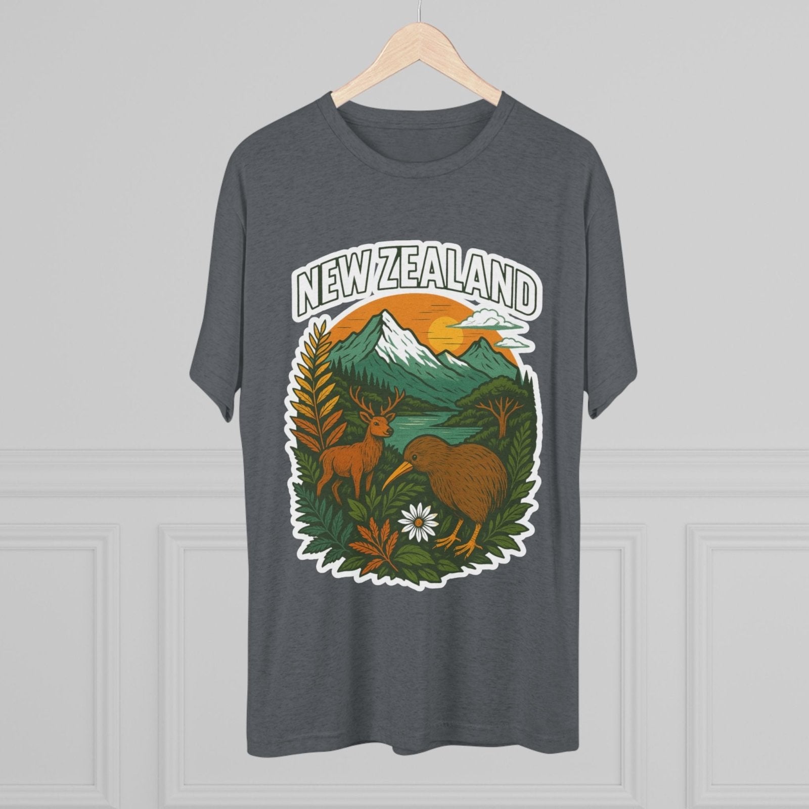 Mountain and Ocean New Zealand Kiwi Tee, Nature Lover Gift, Travel T-Shirt, Adventure Shirt, Outdoor Clothing, Scenic Landscape Top - Selden &amp; Kingsley