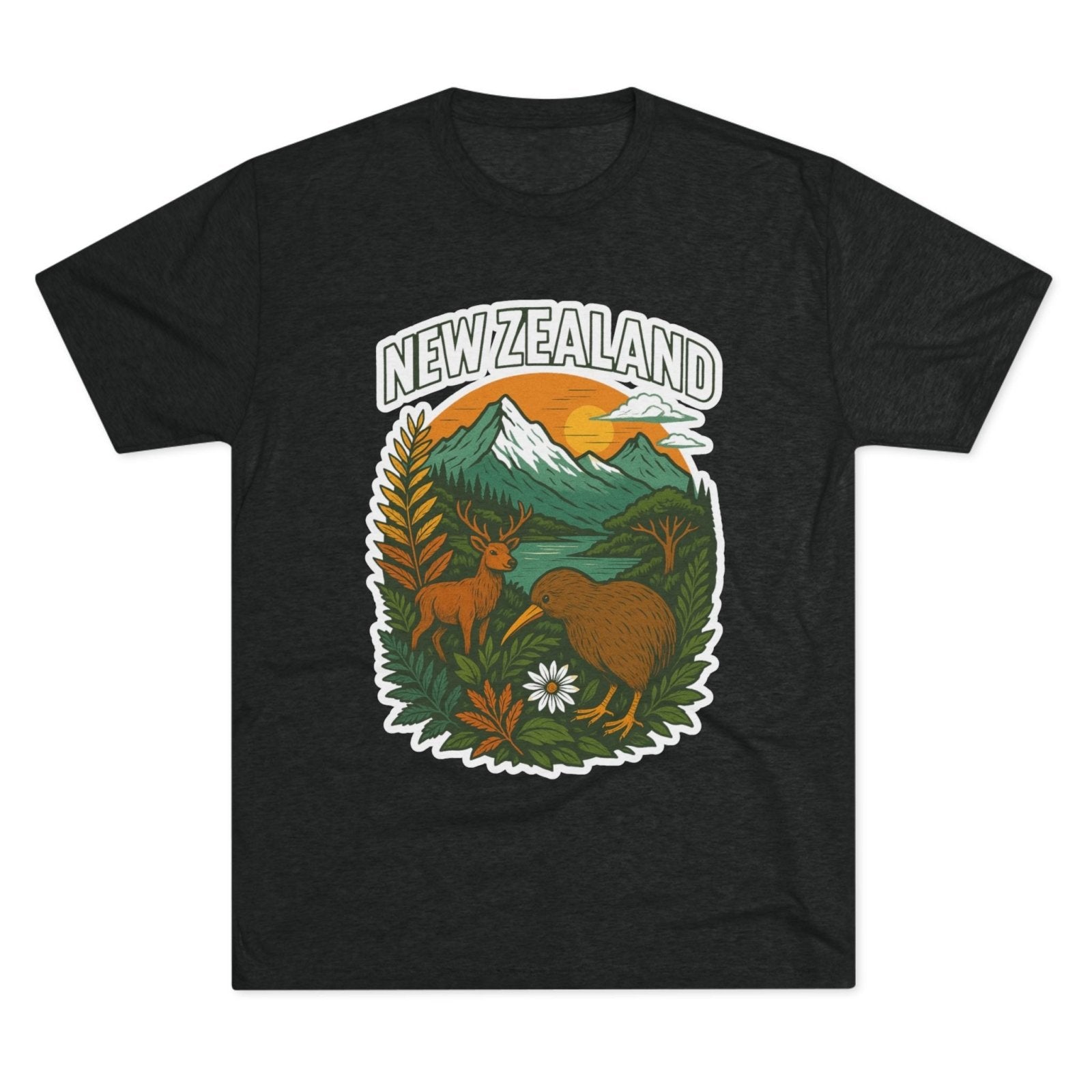 Mountain and Ocean New Zealand Kiwi Tee, Nature Lover Gift, Travel T-Shirt, Adventure Shirt, Outdoor Clothing, Scenic Landscape Top - Selden & Kingsley