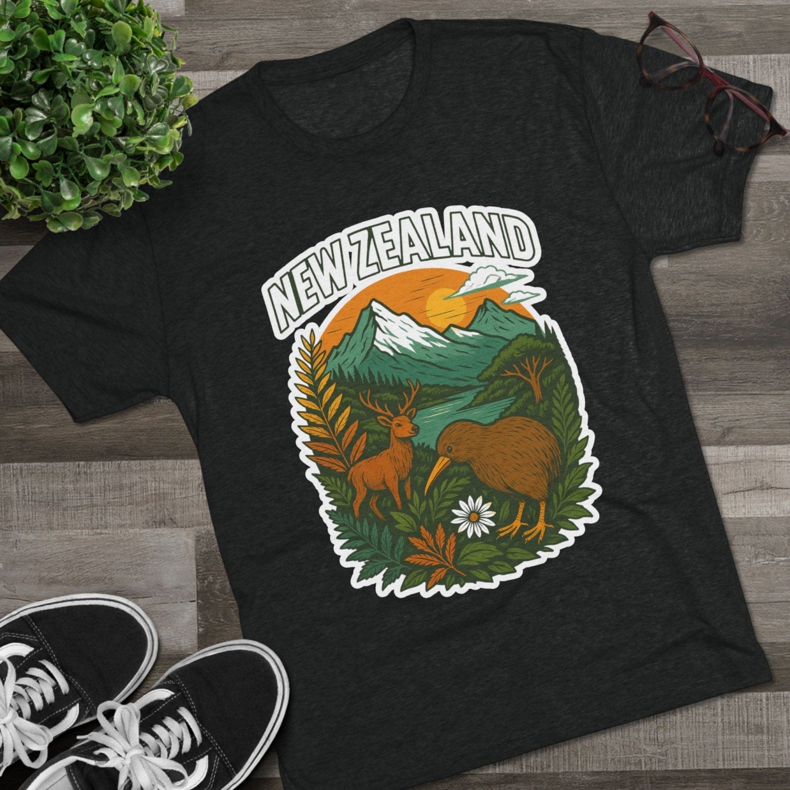 Mountain and Ocean New Zealand Kiwi Tee, Nature Lover Gift, Travel T-Shirt, Adventure Shirt, Outdoor Clothing, Scenic Landscape Top - Selden &amp; Kingsley
