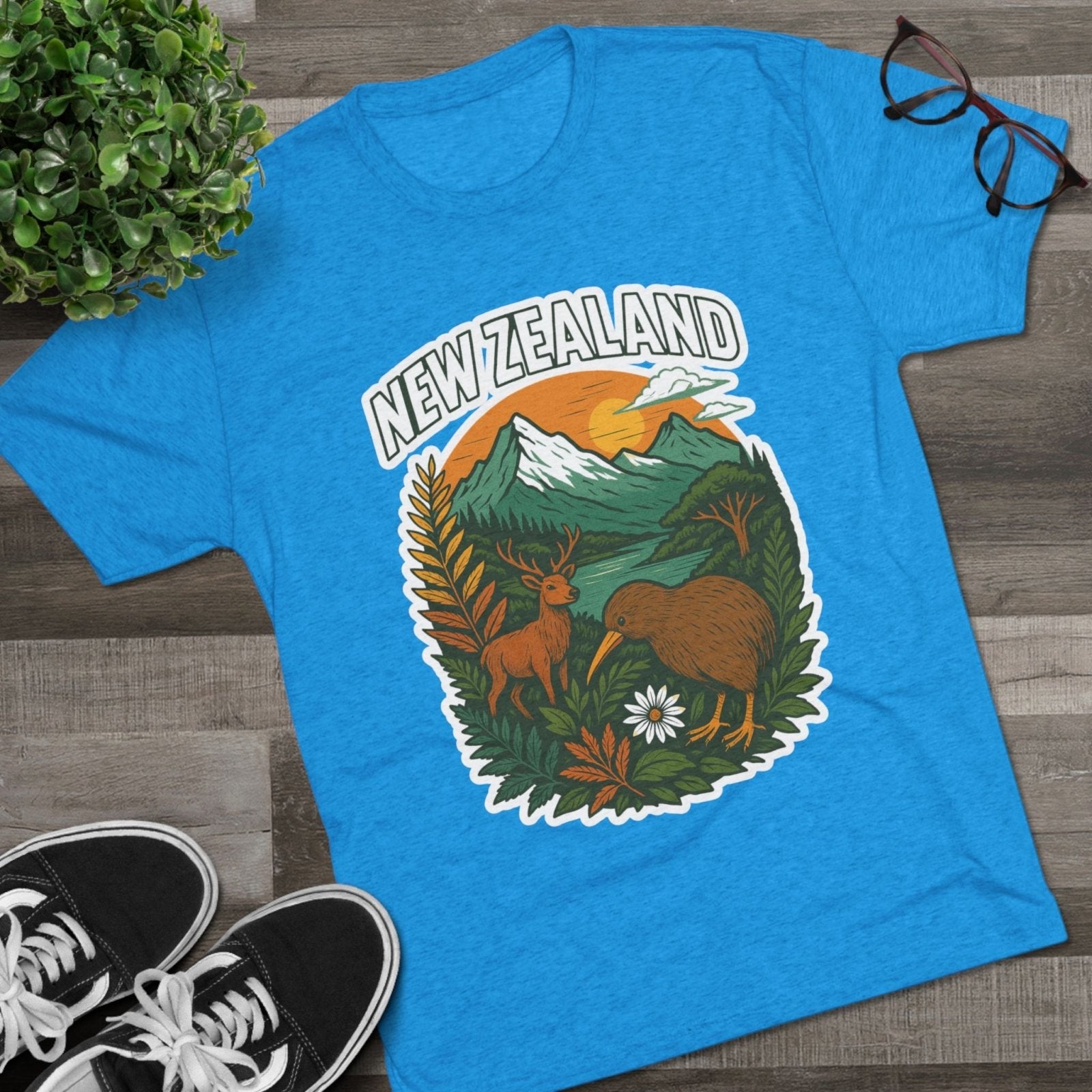 Mountain and Ocean New Zealand Kiwi Tee, Nature Lover Gift, Travel T-Shirt, Adventure Shirt, Outdoor Clothing, Scenic Landscape Top - Selden &amp; Kingsley