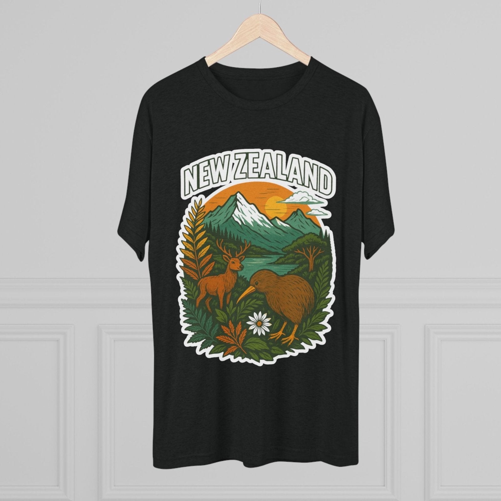 Mountain and Ocean New Zealand Kiwi Tee, Nature Lover Gift, Travel T-Shirt, Adventure Shirt, Outdoor Clothing, Scenic Landscape Top - Selden &amp; Kingsley