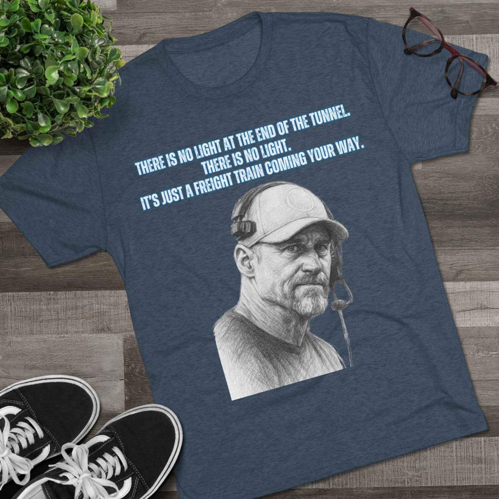 Tri - Blend Tee, Dan Campbell Quote T-Shirt, Light at End of Tunnel Motivation, Lion Coach, Gift for Sports Fans, Game Day Apparel - Selden &amp; Kingsley